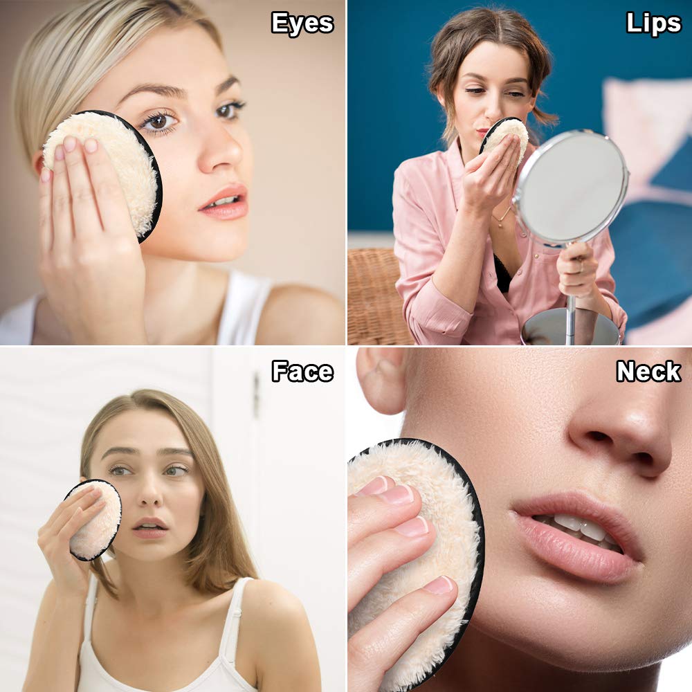 URAQT Makeup Remover Pads, 4 Pack Reusable Makeup Remover Pads, Washable Microfiber Facial Makeup Remover Towel, Facial Cleansing Makeup Pads for All Skin Types
