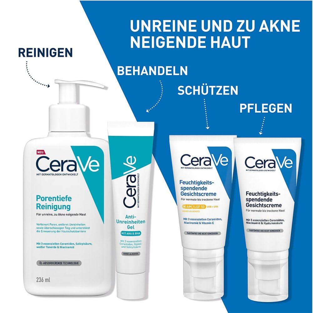 CeraVe Blemish Control Cleansing Gel, For Acne-Prone and Oily Skin, Reduces Acne, Blackheads and Improves Pores, Gel Treatment with Salicylic Acid, 236ml