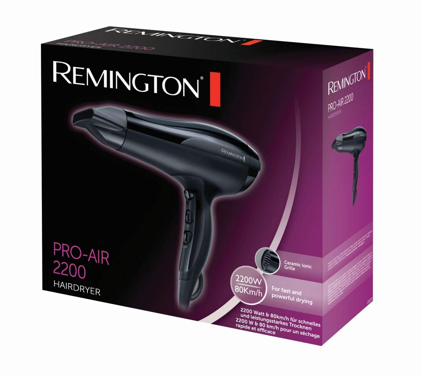 Secador Remington Pro-Air 2200 W - Iónico, 3 Temperaturas, 2 Velocidades