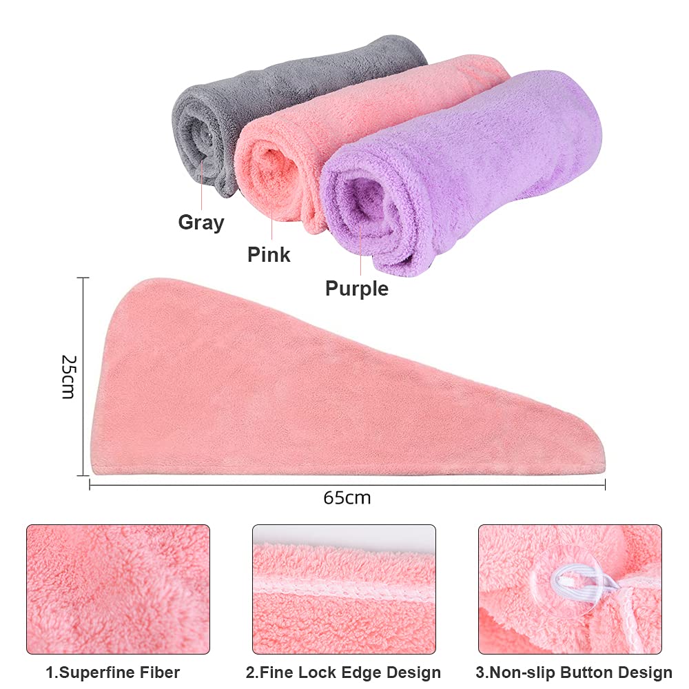 URAQT Toalla Para el Pelo, 3pcs – Secado Rápido y Cuidado Capilar
