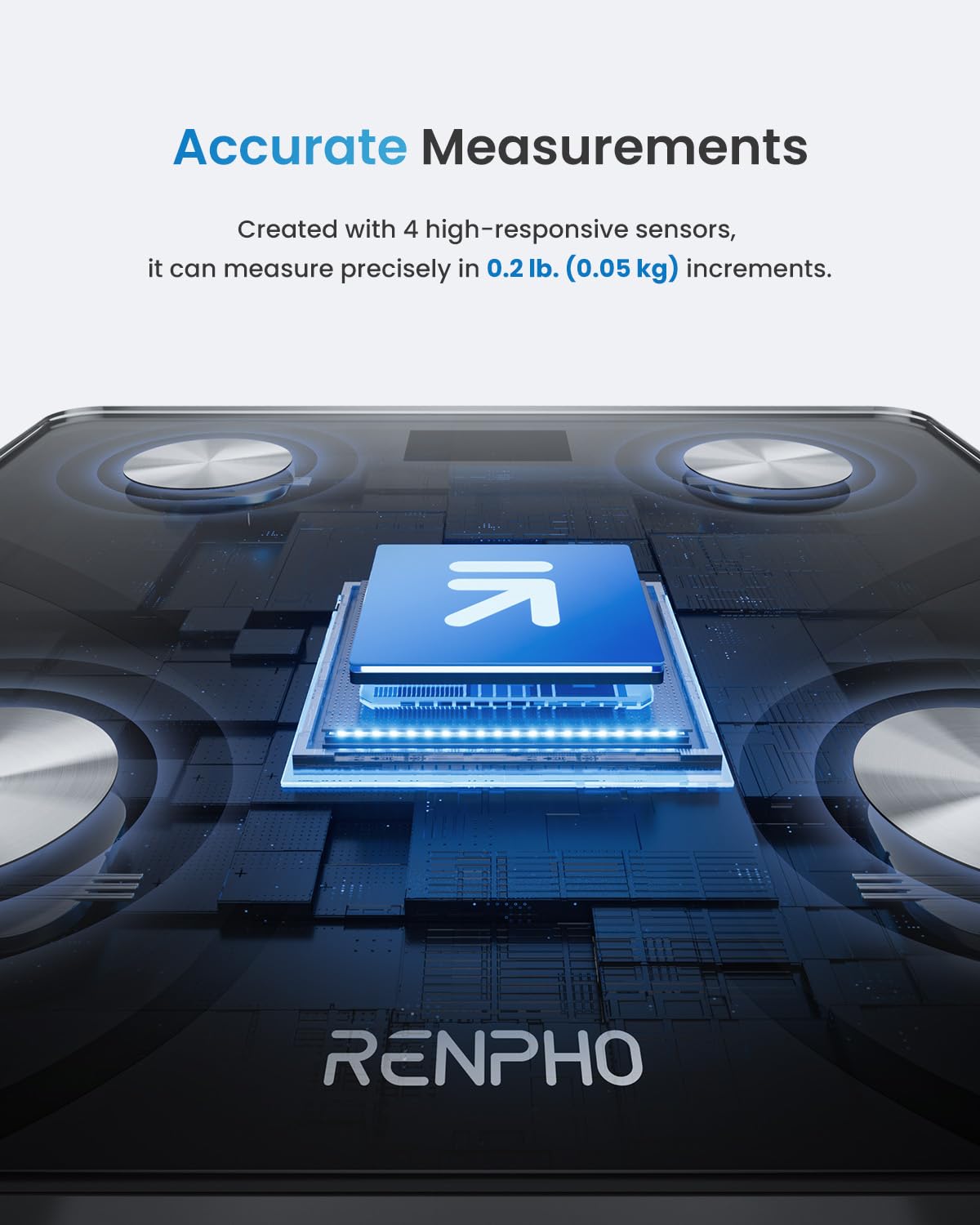 RENPHO Báscula Inteligente con App - 13 Monitores Corporales - Negro