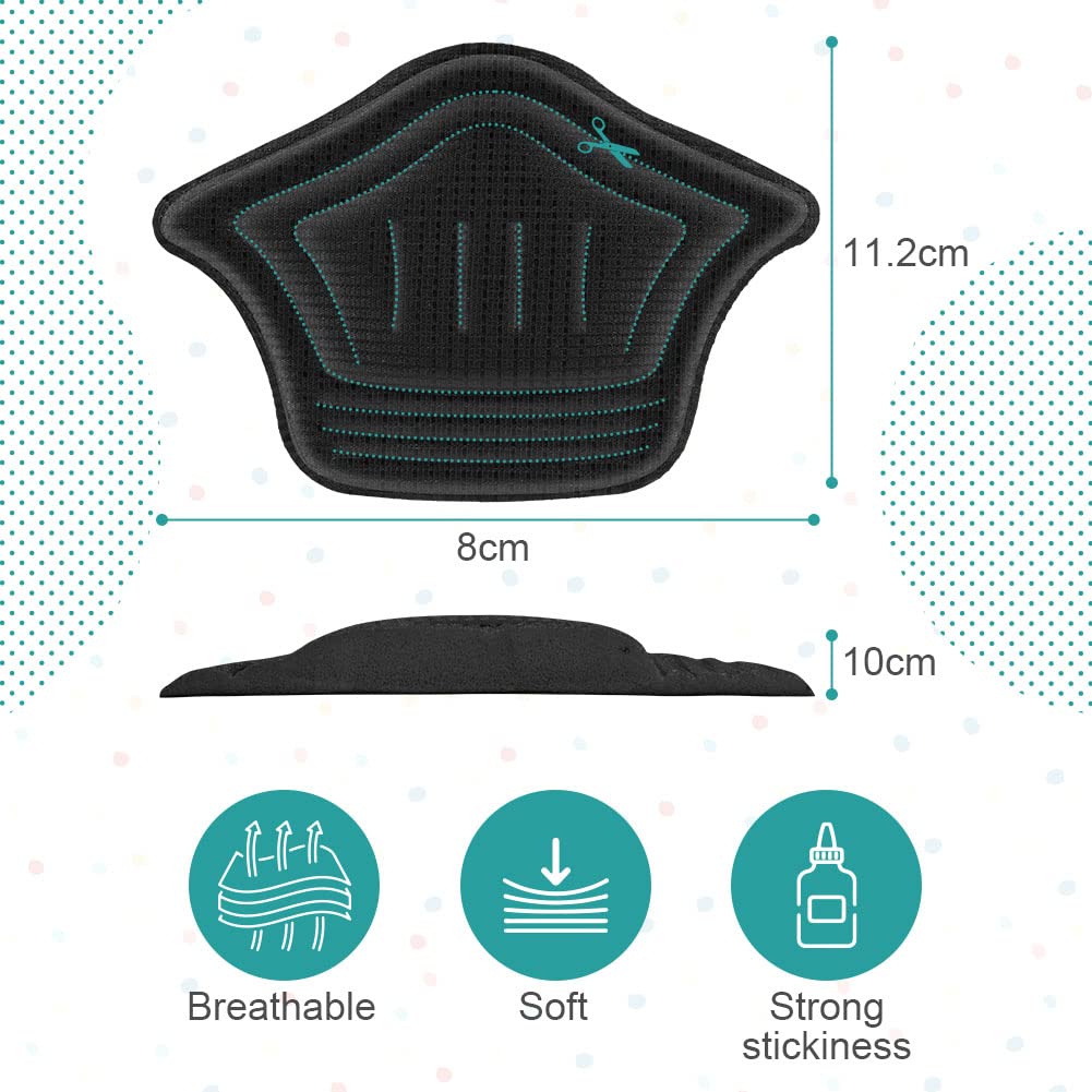 ACWOO Almohadillas de Talón Autoadhesivas - 4 Pares, Cómodas y Suaves, Evitan Ampollas y Fricción, Adecuadas para Hombres y Mujeres, 10mm