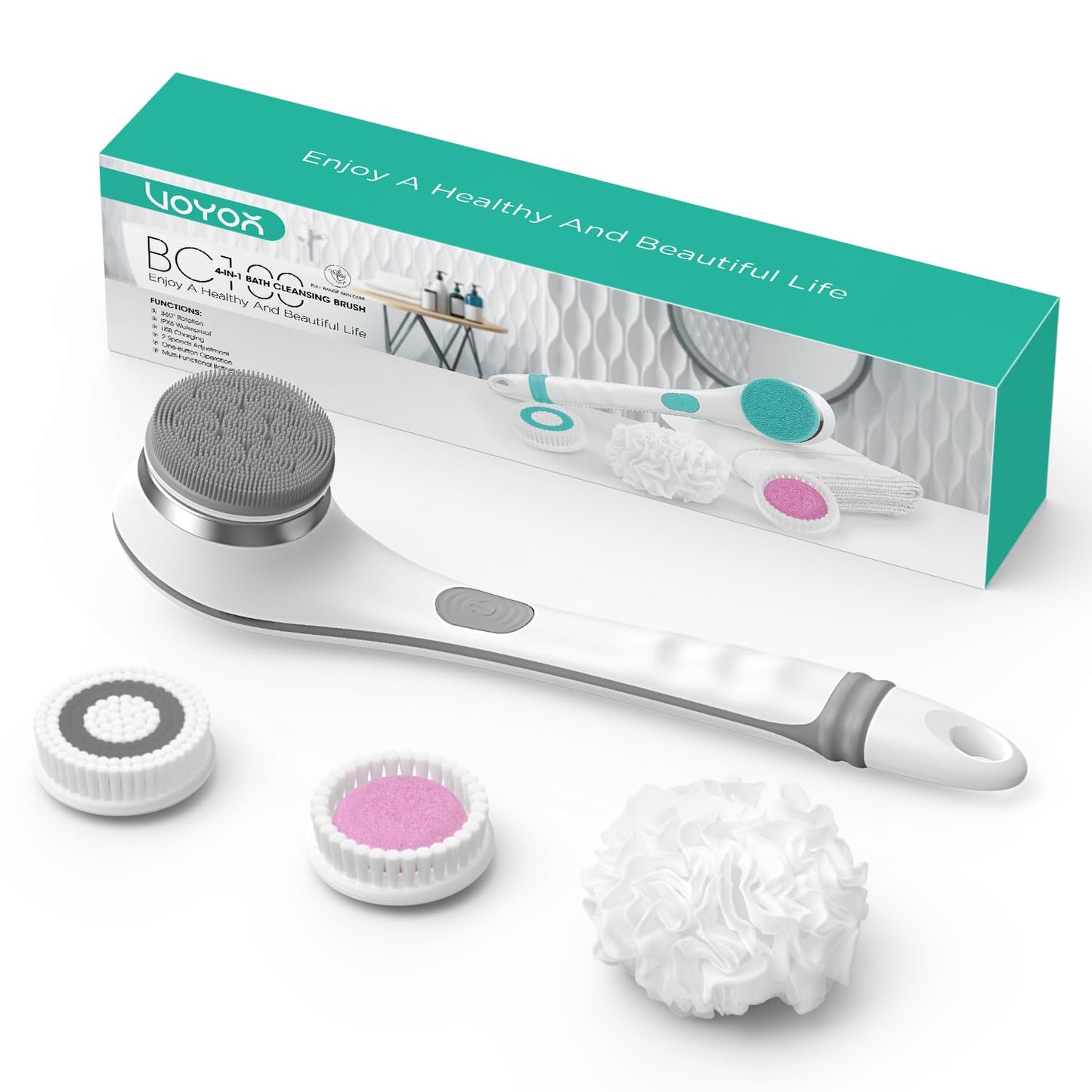 VOYOR Cepillo Corporal Eléctrico 4 en 1 – Exfoliación y Cuidado Total del Cuerpo