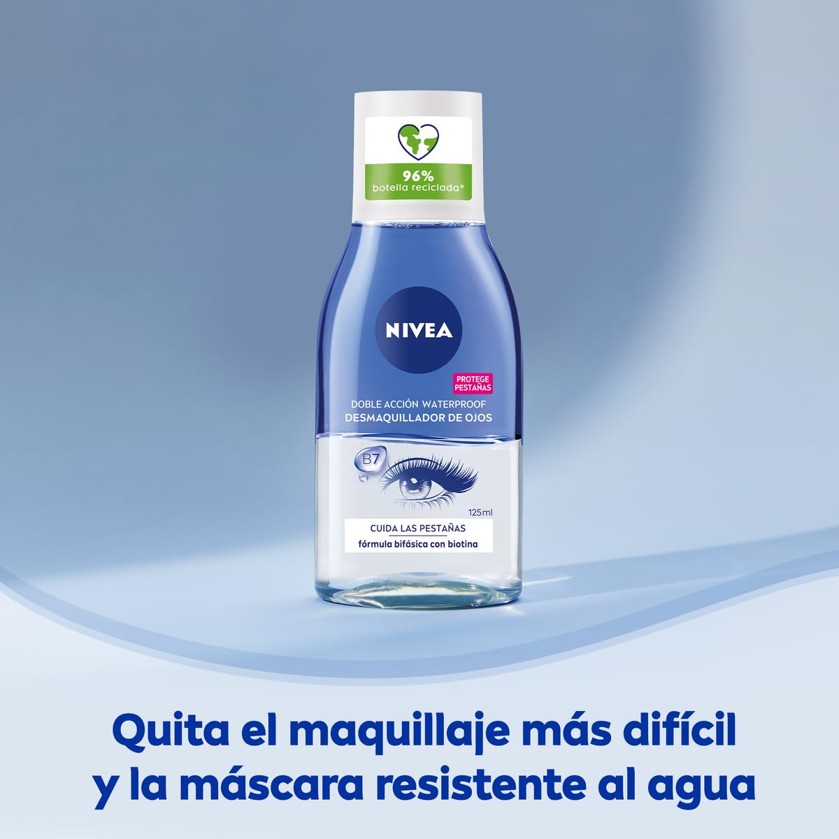 NIVEA Double Action Eye Make-up Remover (1 x 125 ml), make-up remover liquid for the sensitive eye area, quick and gentle facial cleansing