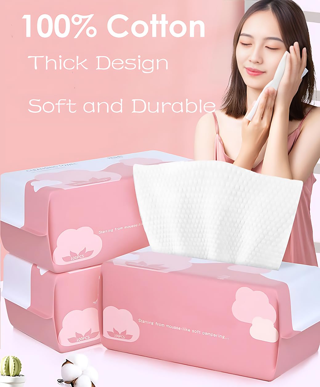 Disposable Towels, 100 Disposable Facial Wipes, Units Deep Cleaning Dry Wipes, Suitable for Sensitive Skin, Makeup Remover Wipes