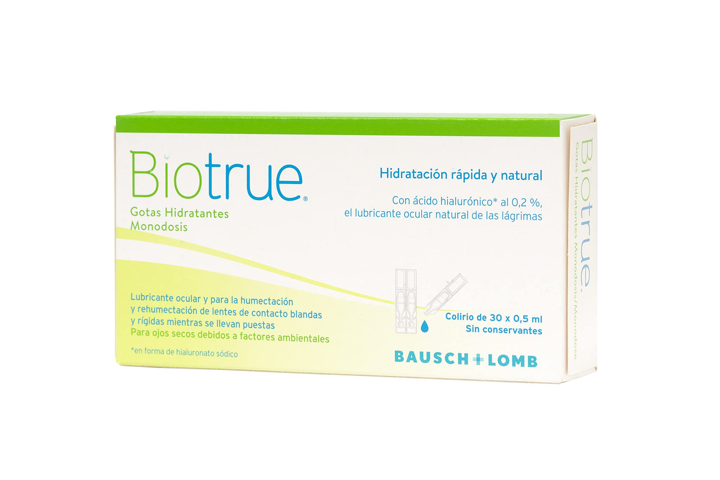Bausch + Lomb Biotrue moisturizing drops 30 single doses of 0.5 ml each compatible with contact lenses