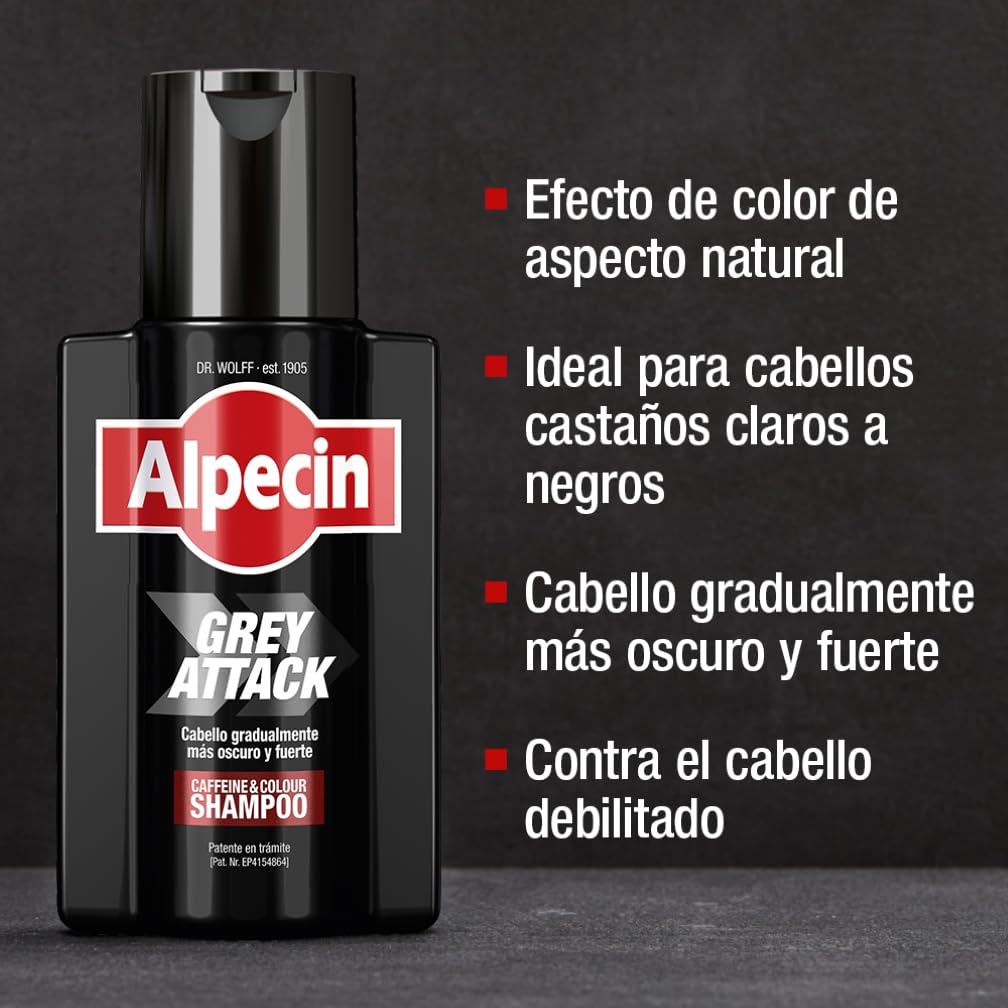 Alpecin Grey Attack 200ml - Oscurece Cabello y Reduce Canas