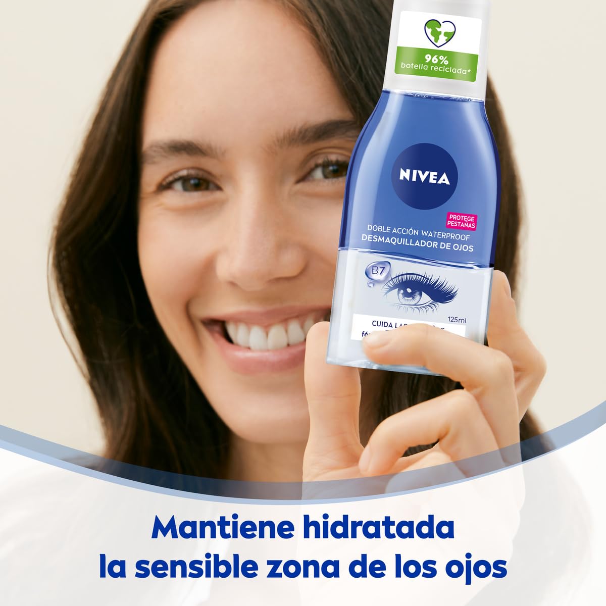 NIVEA Double Action Eye Make-up Remover (1 x 125 ml), make-up remover liquid for the sensitive eye area, quick and gentle facial cleansing