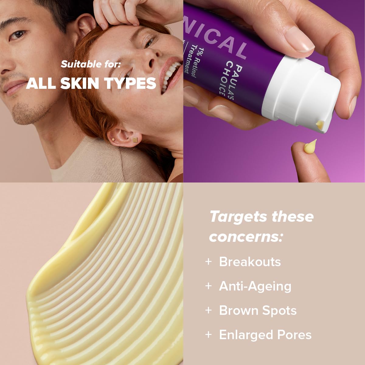 Paula's Choice CLINICAL 1% Retinol Treatment - Light Anti-Aging Lotion, Anti-Wrinkle and Reduces Spots and Imperfections - with Peptides & Vitamin C - All Skin Types - 30 ml
