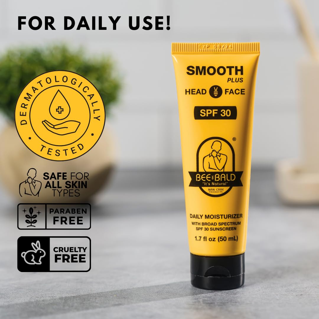 Bee Bald Smooth Plus - Hidratante Diario con SPF 30, Protección UVA/UVB y Cuidado Antiedad, 50 ml