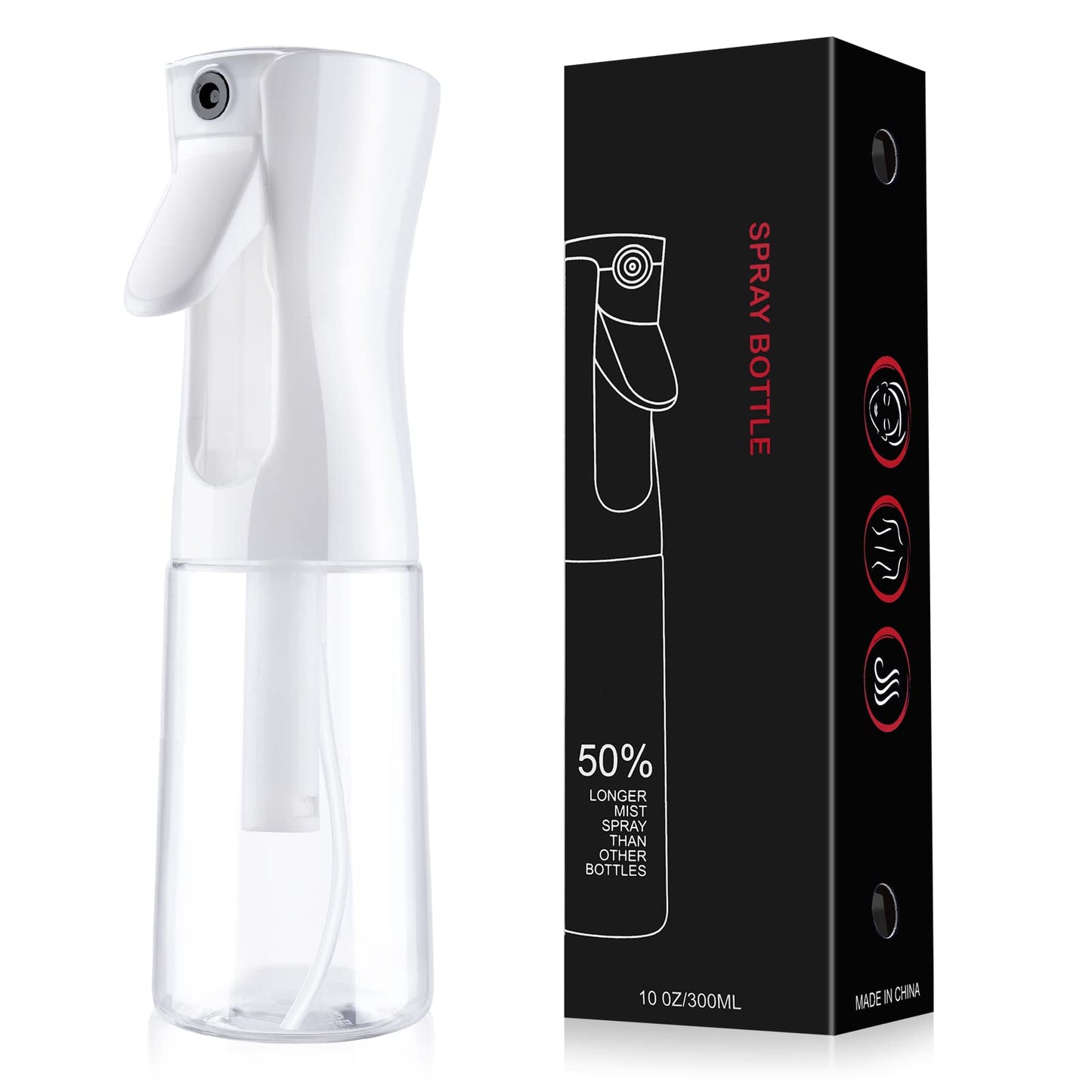 URAQT Hairdressing Water Spray Bottle, 200ml Fine Mist Continuous Sprayer, Refillable Hair Spray Bottle, Empty Spray Bottles for Hair Styling, Plants, Pets, Cleaning (White)
