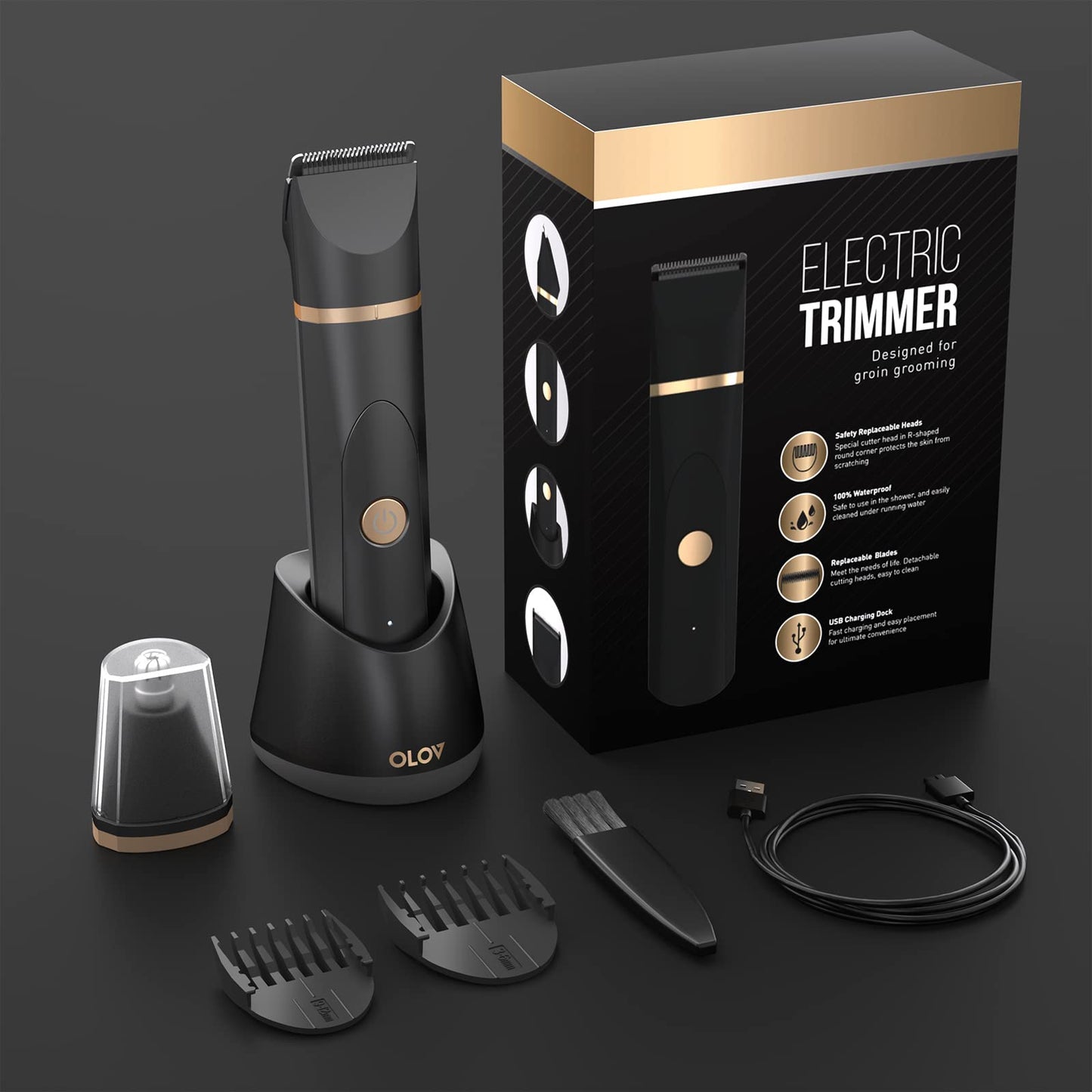 OLOV Afeitadora Corporal Masculina - Cuchilla de Cerámica y Base USB