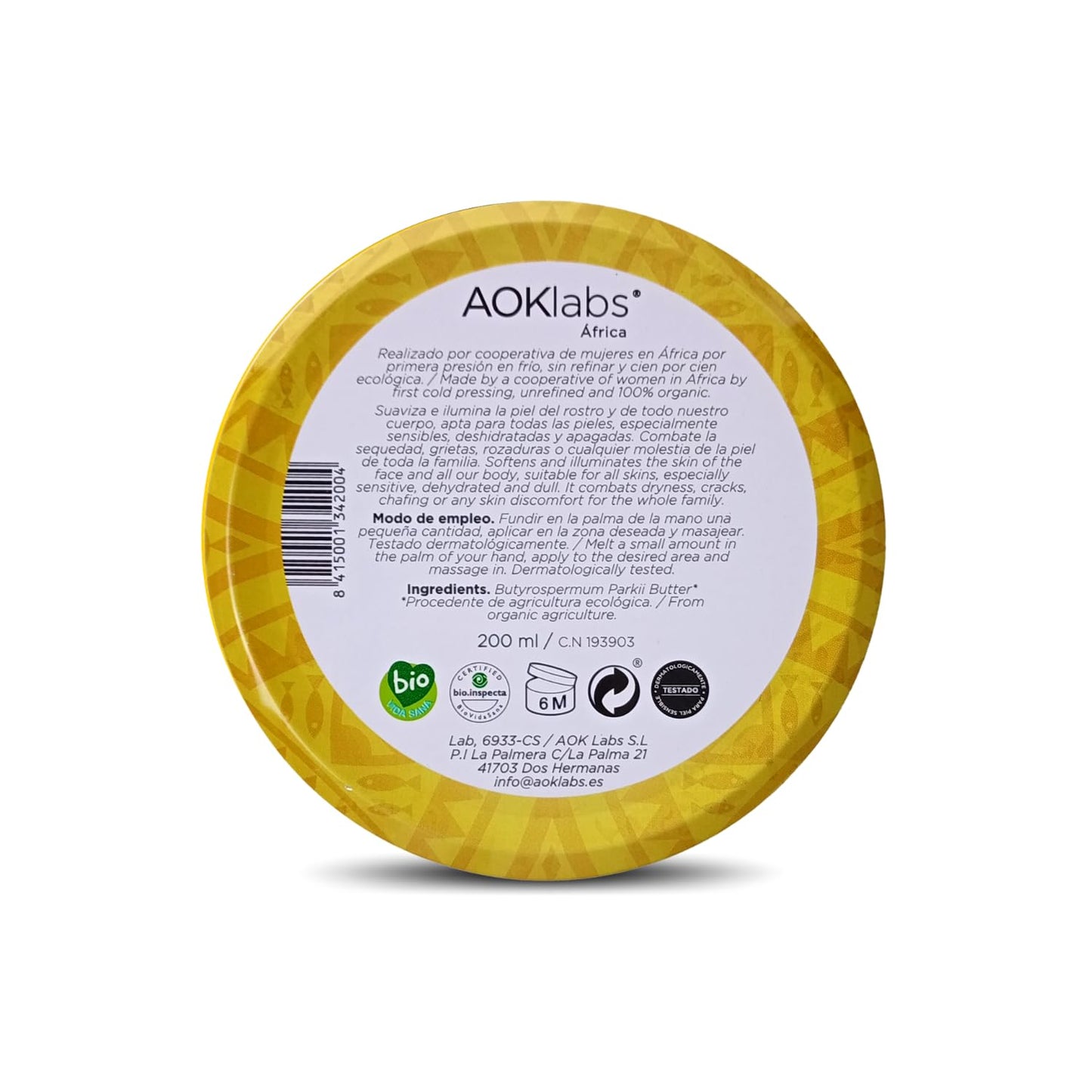 AOKlabs Manteca de Karité Pura Ecológica 100 ml