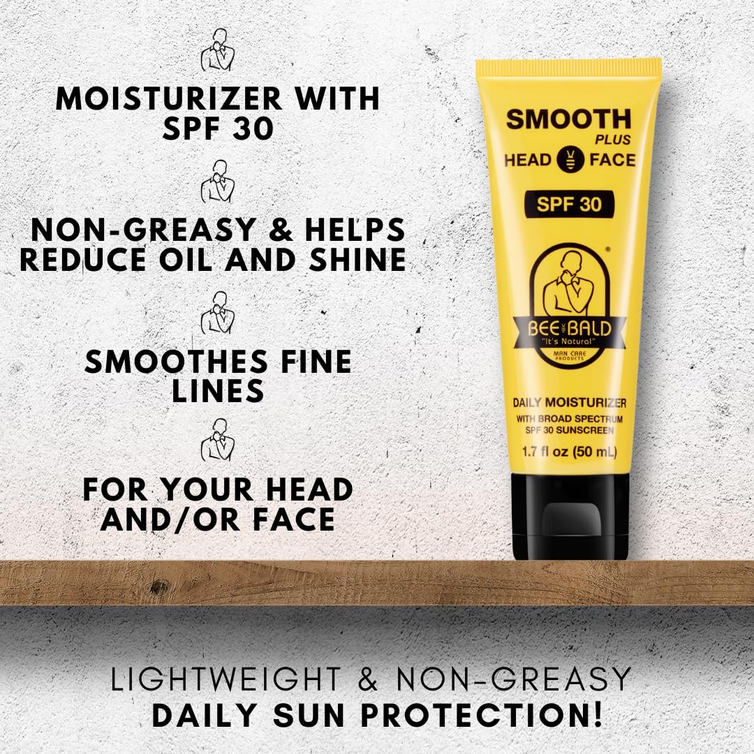 Bee Bald Smooth Plus - Hidratante Diario con SPF 30, Protección UVA/UVB y Cuidado Antiedad, 50 ml