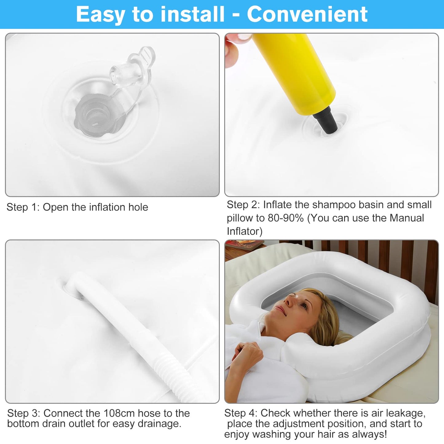 Lavacabezas Portátil Hinchable con Almohada - LTZGO