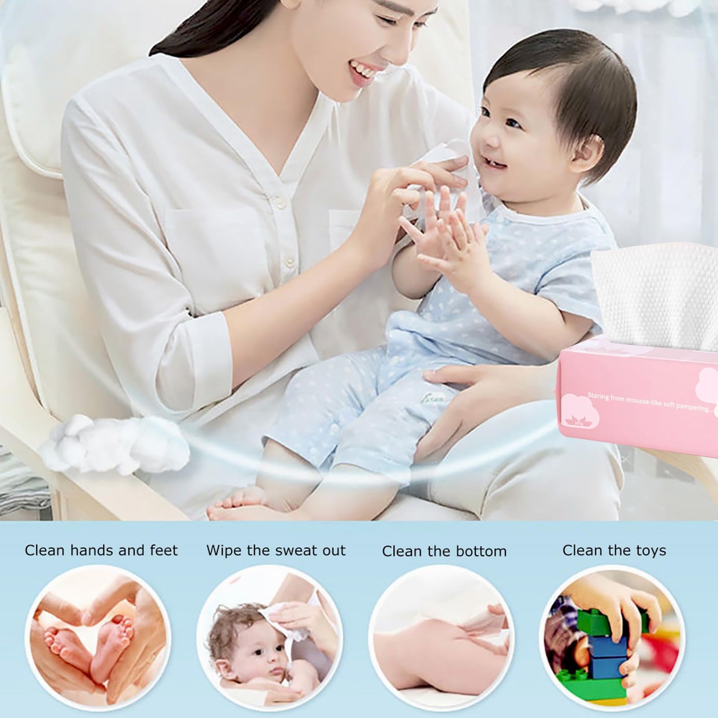Disposable Towels, 100 Disposable Facial Wipes, Units Deep Cleaning Dry Wipes, Suitable for Sensitive Skin, Makeup Remover Wipes