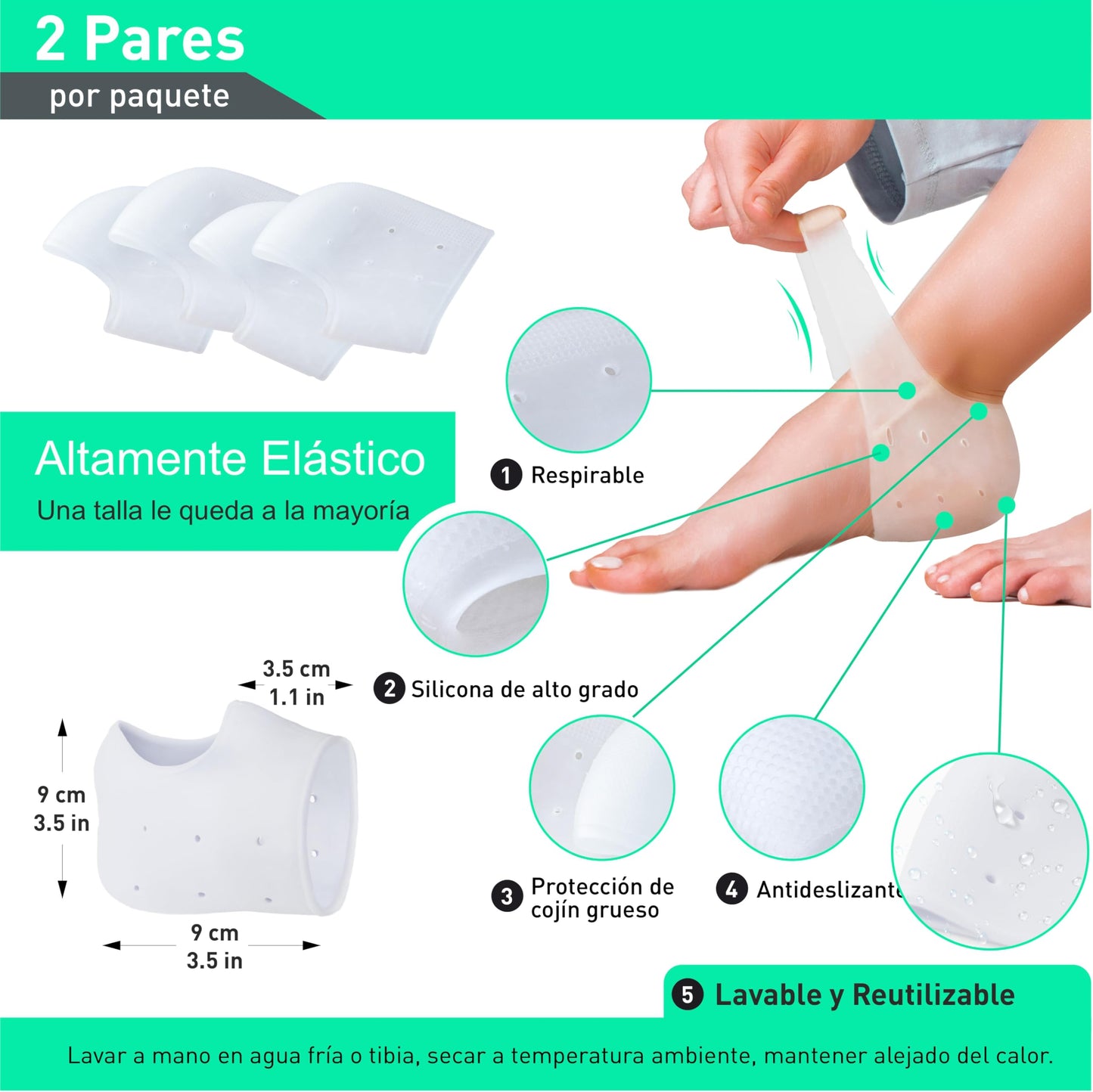 aZengear Protectores de Talón Silicona (4 piezas)