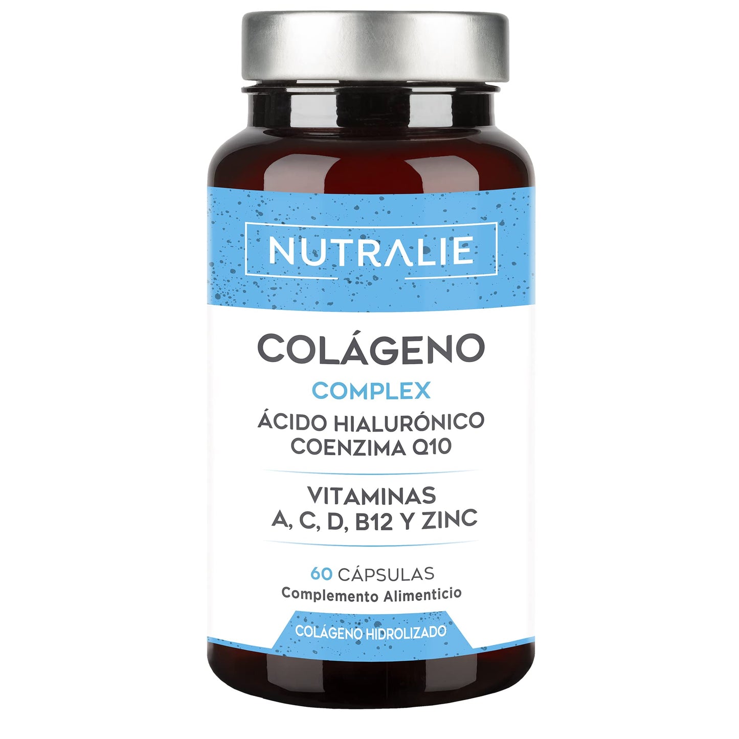 Collagen + Hyaluronic Acid + Coenzyme Q10 + Vitamins A, C, D and B12 + Zinc | For Joints and Skin | Hydrolyzed in 60 capsules | Nutralie
