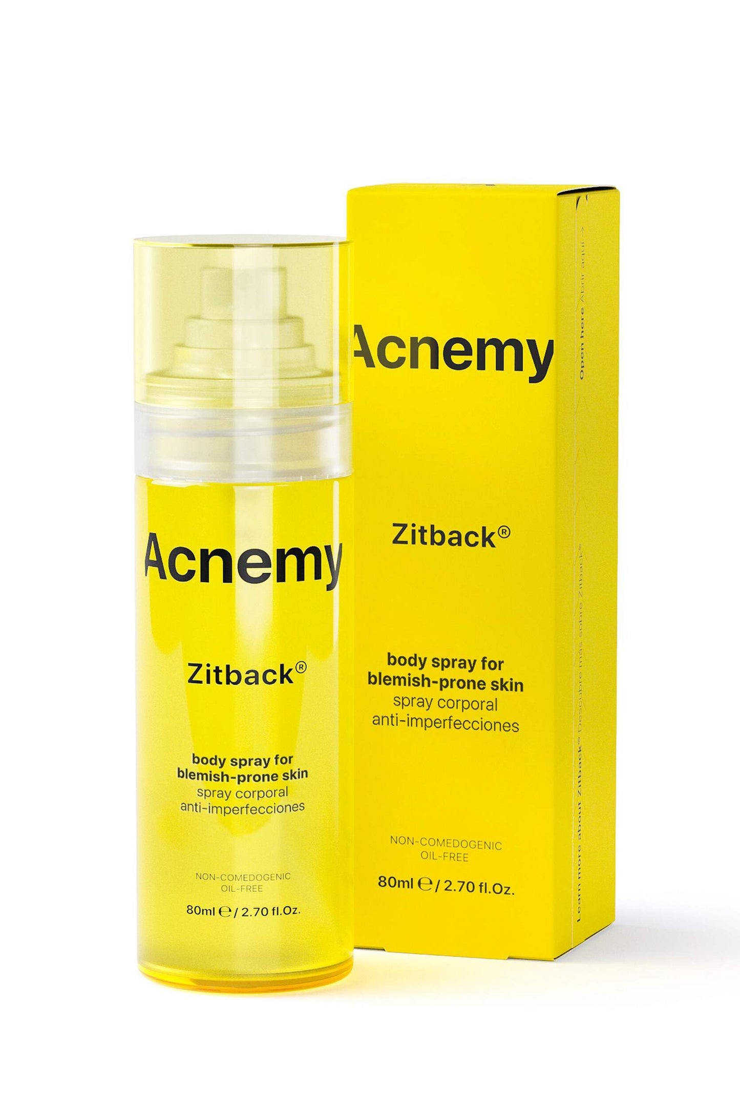 ACNEMY ZITBACK® Spray Corporal 80ml - Elimina el Acné con Ácidos BHA y AHA