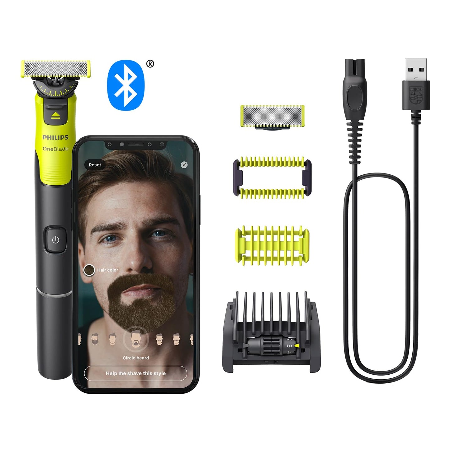Philips OneBlade 360 con Bluetooth - Recortadora y Afeitadora Hombre