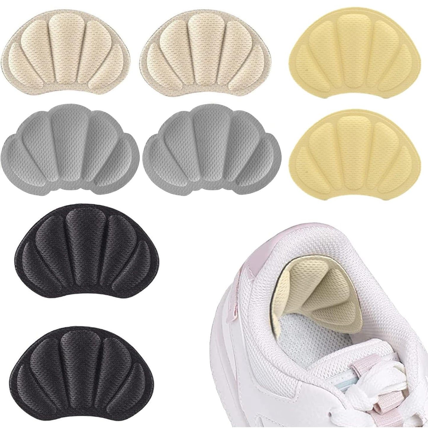 4 Pairs Heel Pads, Non-Slip Self-Adhesive High Heel Shoe Pads, Insoles Inserts for Shoes Too Big and Loose for Men and Women