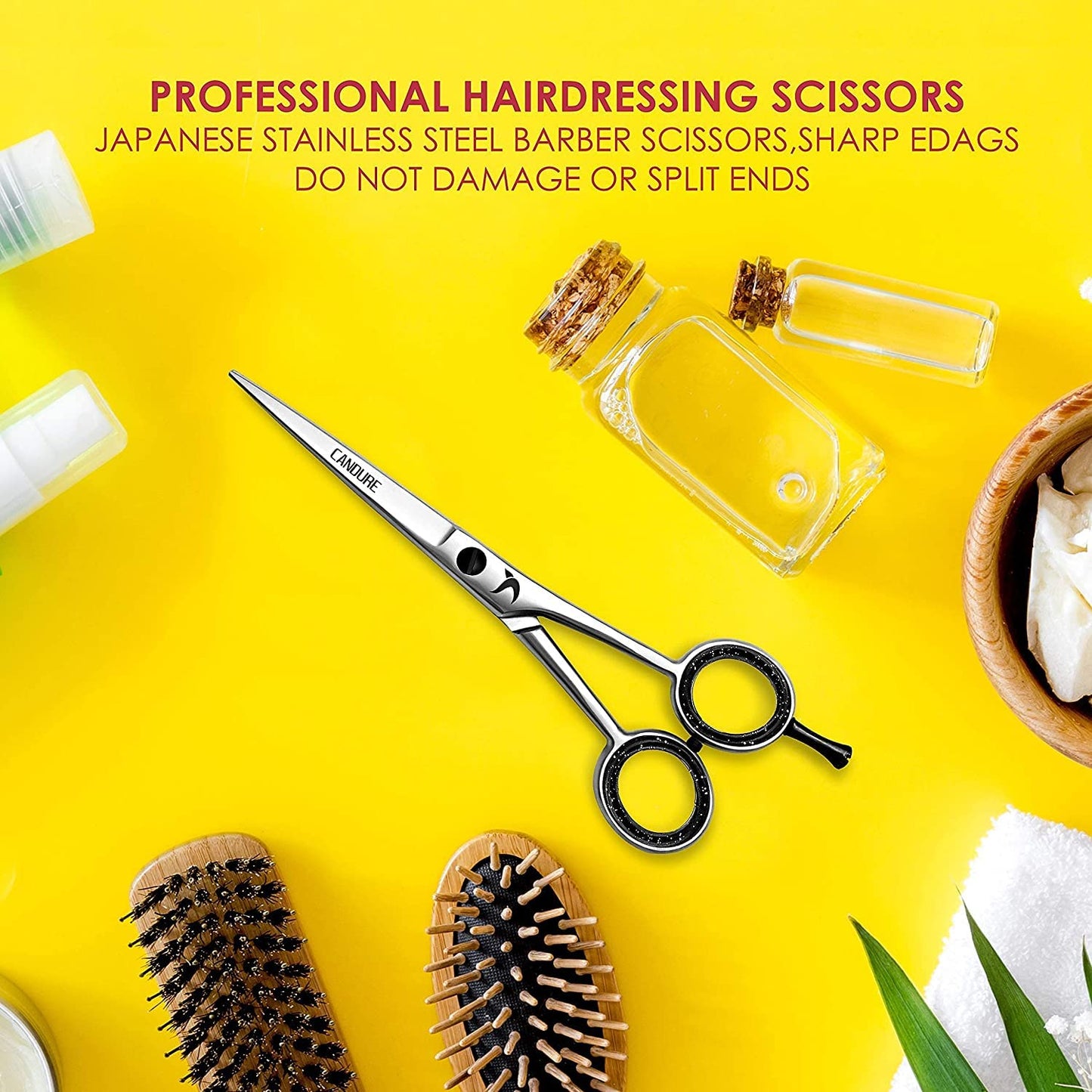 Candure Tijeras de Peluquería Profesional – Acero Inoxidable Japonés 6" para Corte de Pelo