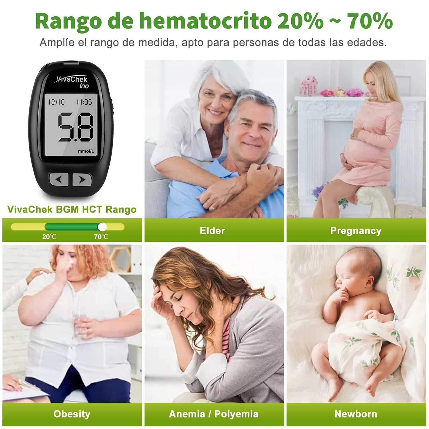 Medidor de Glucosa VivaChek Ino Kit con 50 Tiras y 900 Memorias