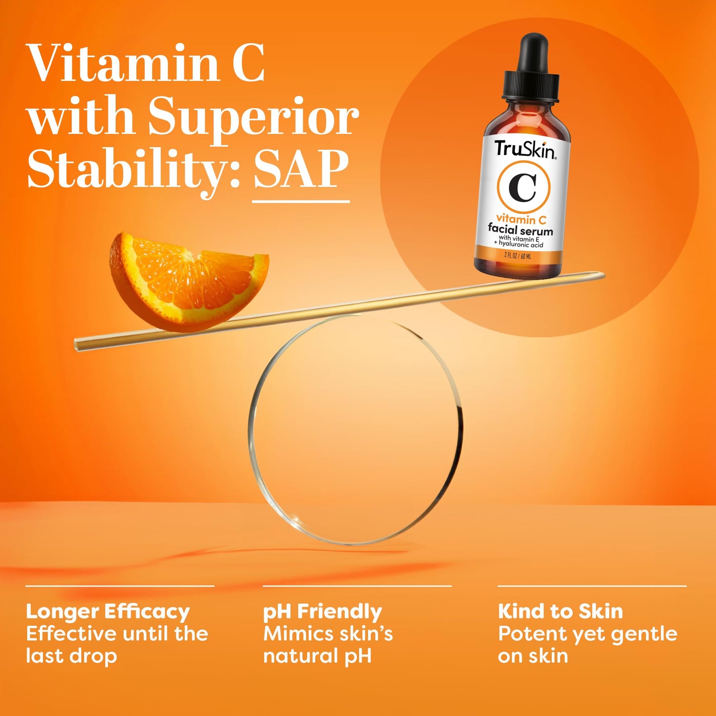 TruSkin Vitamin C Serum - Sérum anti-age à la vitamine C avec acide hyaluronique, vitamine E, aloès - Sérum éclaircissant pour les taches brunes, les ridules et les rides, 2 Fl Oz 60ml