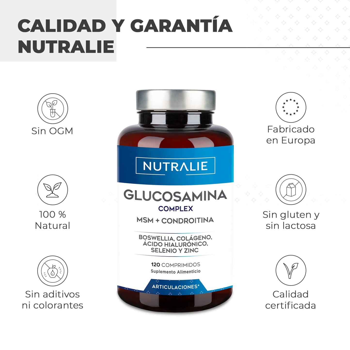 Glucosamine with Chondroitin, MSM and Collagen, For Joints, Cartilage and Bones, Natural Anti-inflammatory that Reduces Pain with Hyaluronic Acid, Boswelia, Selenium, Zinc, 120 Tablets