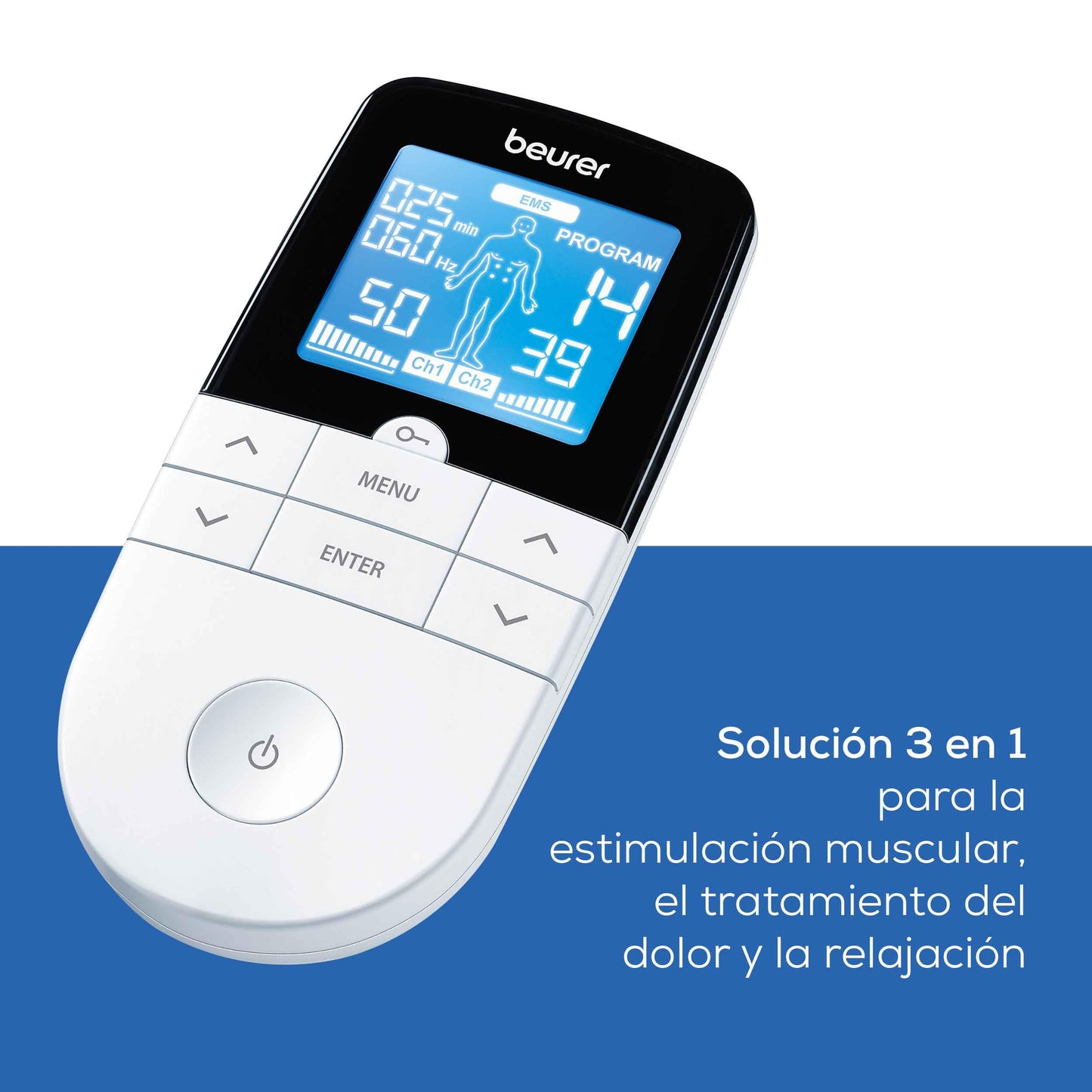 Beurer EM 49 – Electroestimulador TENS/EMS 3 en 1 con Masaje para Alivio del Dolor y Entrenamiento Muscular