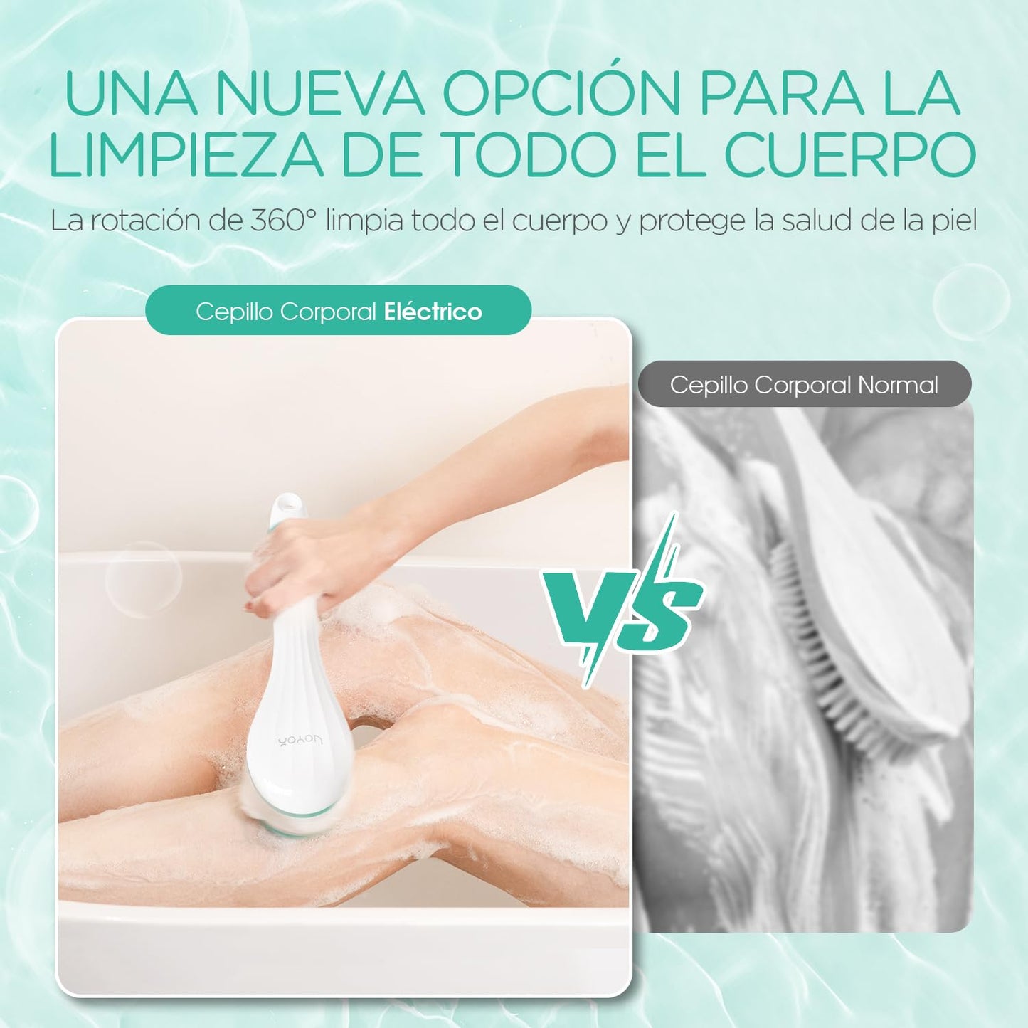 VOYOR Cepillo Corporal Eléctrico 4 en 1 – Limpieza y Exfoliación Total