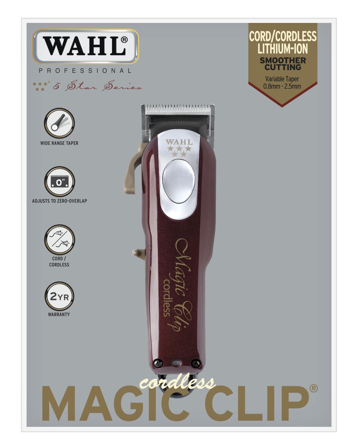 Wahl Cordless Magic Clip - Blending Hair Clipper - Hair Cutting Machine for Men, Red