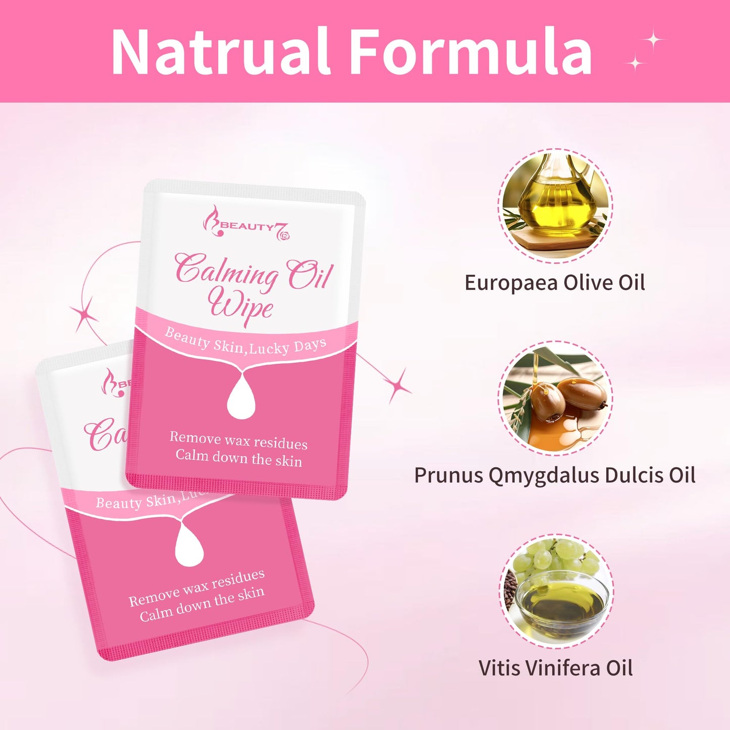 Beauty7 After Waxing Wipes Wax Removal Facial Wipes Pack of 30 Wipes for All Skin Types Soothing Oil Wipes for After Waxing
