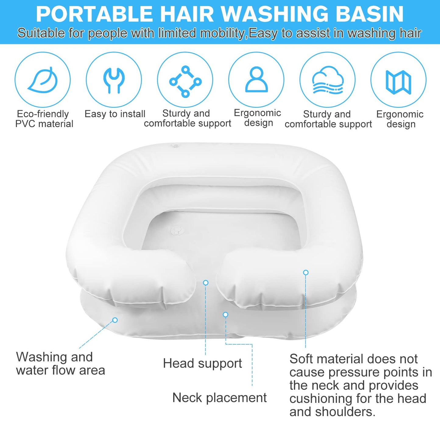 Lavacabezas Portátil Hinchable con Almohada - LTZGO