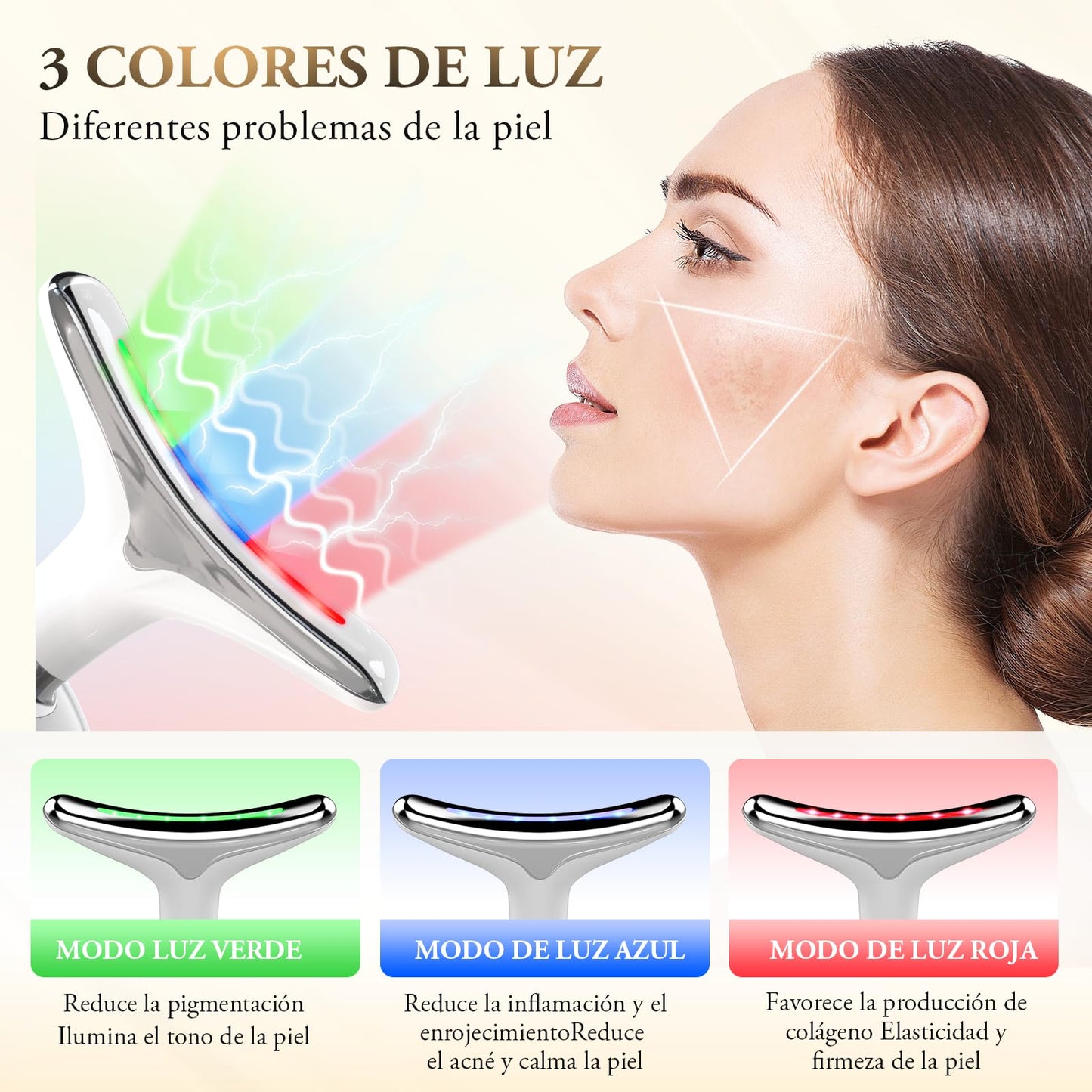 Masajeador Facial y Cuello ANLAN - EMS, LED y Calor