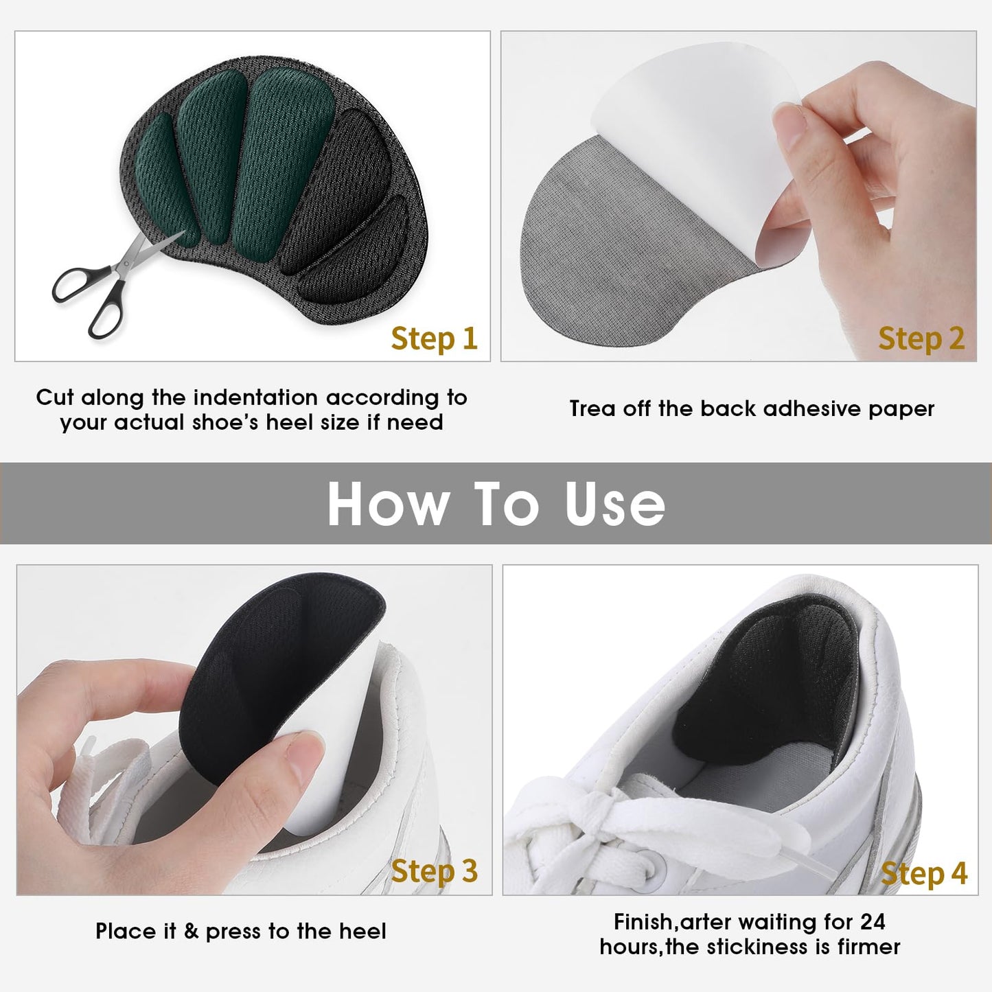 Molain Almohadillas Talón 4 Pares - Antideslizantes y Antiampollas