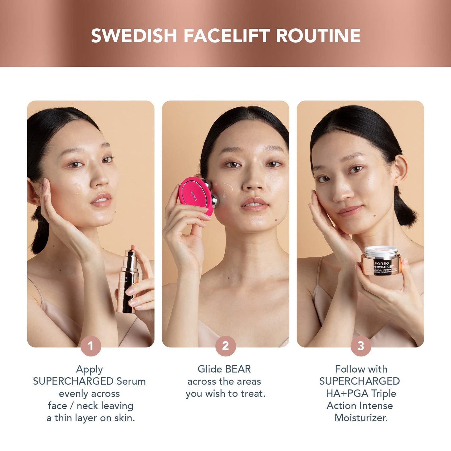 FOREO Anti-Aging Bear Bundle - Bear Microcurrent Facial Device + 2 x 1 fl oz Conductive Serums - Anti-Aging Facial Massager - Skin Care Tool Set