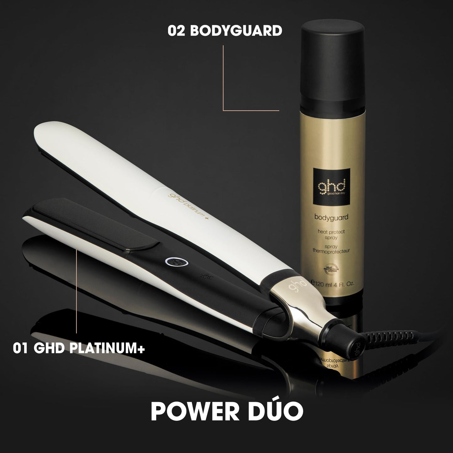 ghd platinum+ white - Smart professional hair straightener, less hair breakage, more shine and colour protection, Ultra-zone technology, optimal styling temperature 185ºC homogeneous