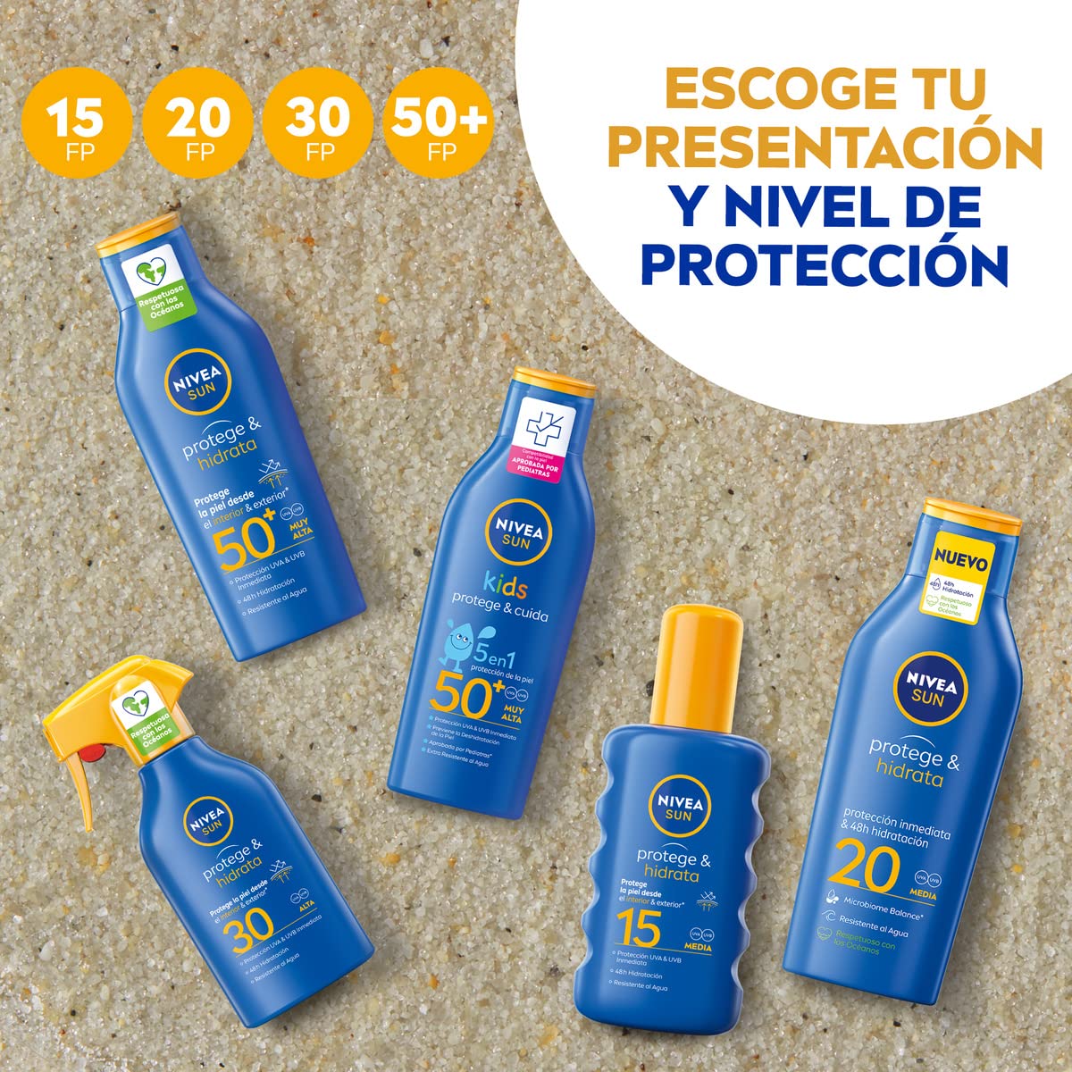 NIVEA SUN Protect & Hydrate Sun Milk SPF50+ (1 x 400 ml), moisturizing and water-resistant sunscreen with UVA/UVB protection, very high sun protection