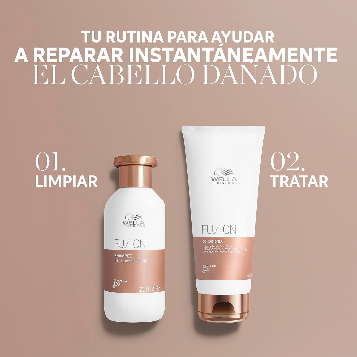 Wella Professionals Fusion – Champú de Reparación Intensa para Cabello Seco y Dañado, 1L
