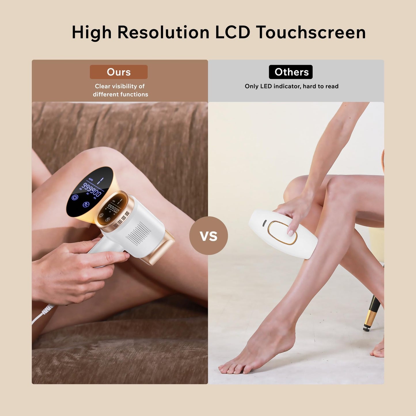 Depiladora Láser IPL 3 en 1 con Pantalla Táctil, 9 Niveles y 999,900 Flashes - Cuidado Completo para Cara, Piernas y Bikini