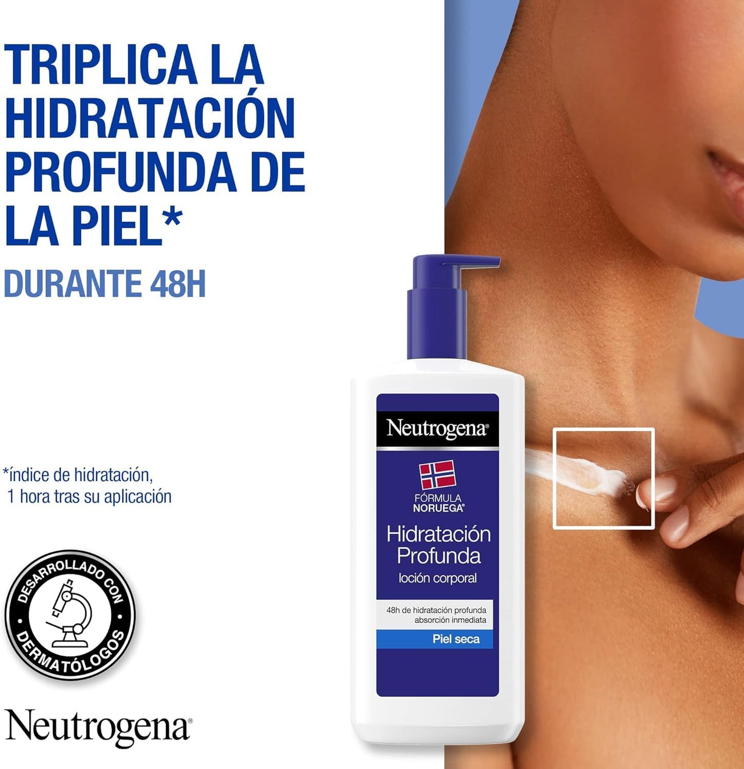 Neutrogena Norwegian Formula Deep Hydration Instant Absorption Body Lotion (pack of 2 x 750 ml), body moisturizer with Pro-Ceramide and Glycerin technology for dry skin