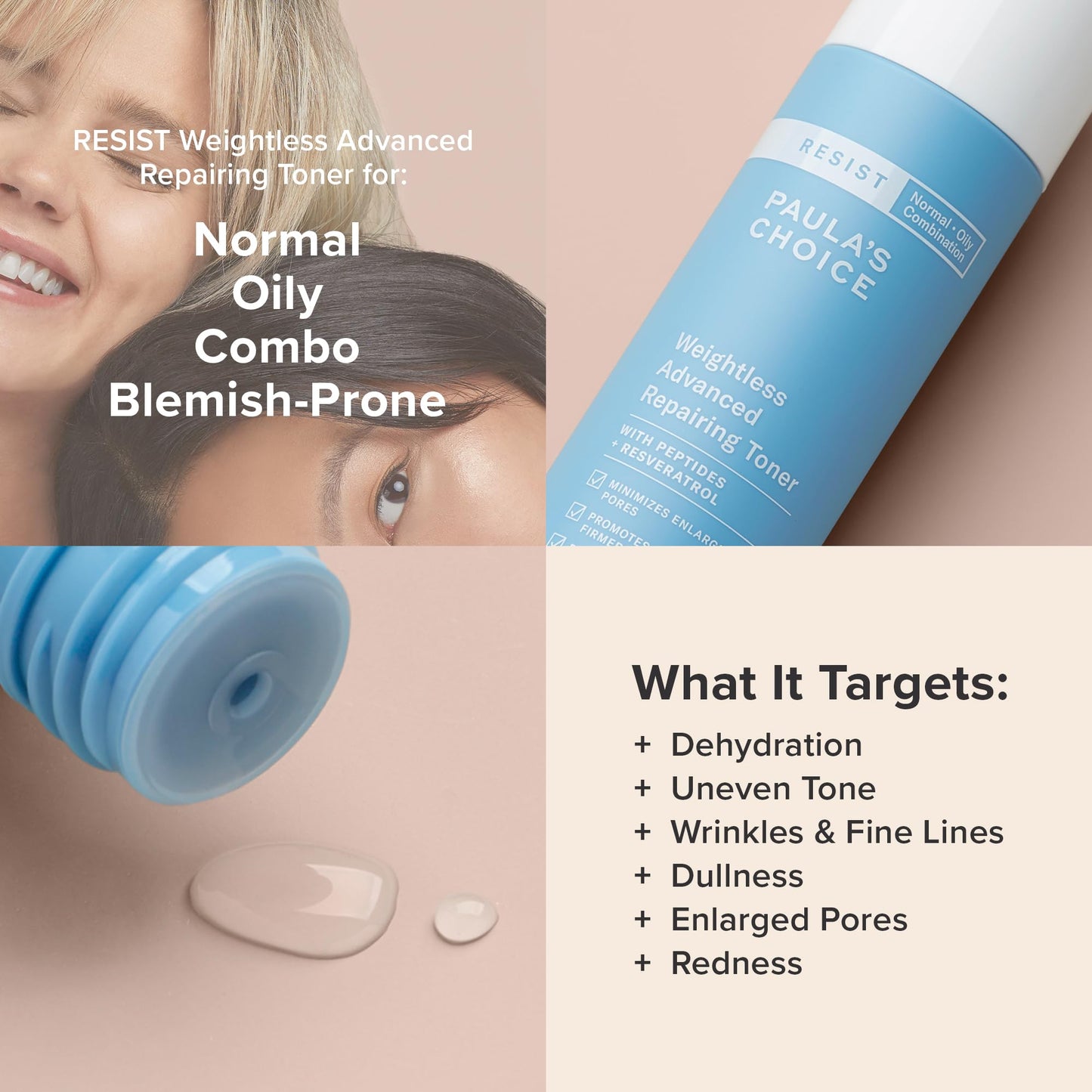 Paula's Choice RESIST Anti-Aging Facial Toner - Hydrates Skin and Reduces Pores & Blackheads and Blemishes - with Niacinamide & Hyaluronic Acid - Combination to Oily Skin - 118 ml