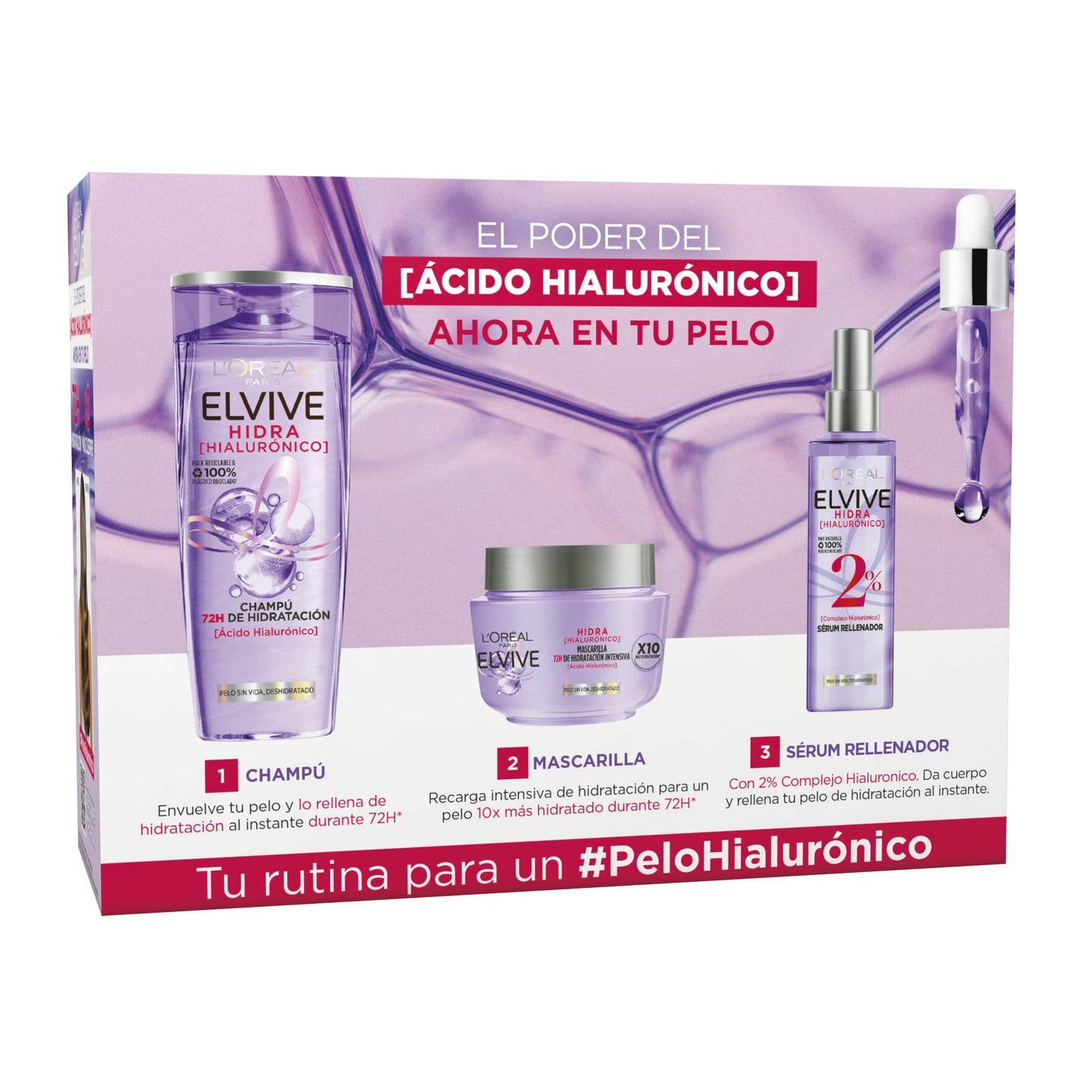 Cofre L'Oréal Elvive Hidra Hialurónico - Champú, Mascarilla y Sérum