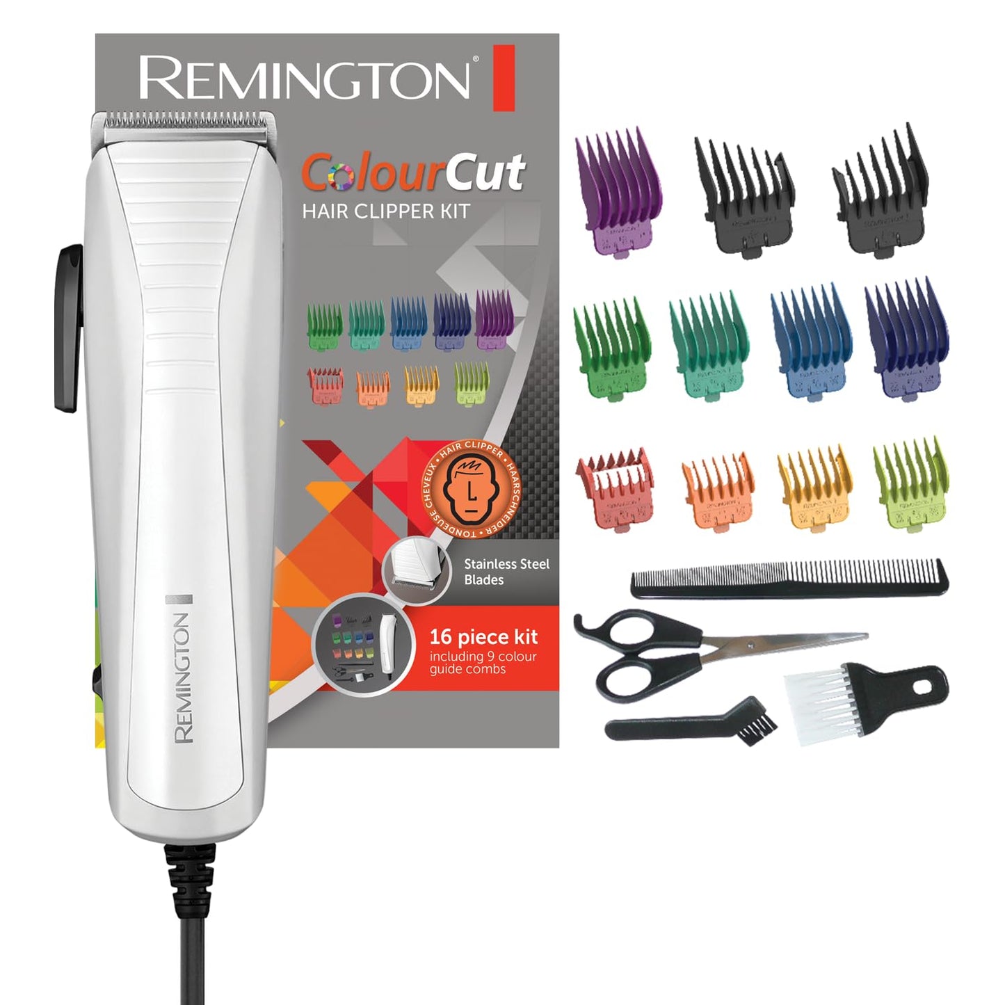 Remington ColourCut Cortapelos con Cable y 9 Peines - HC5035