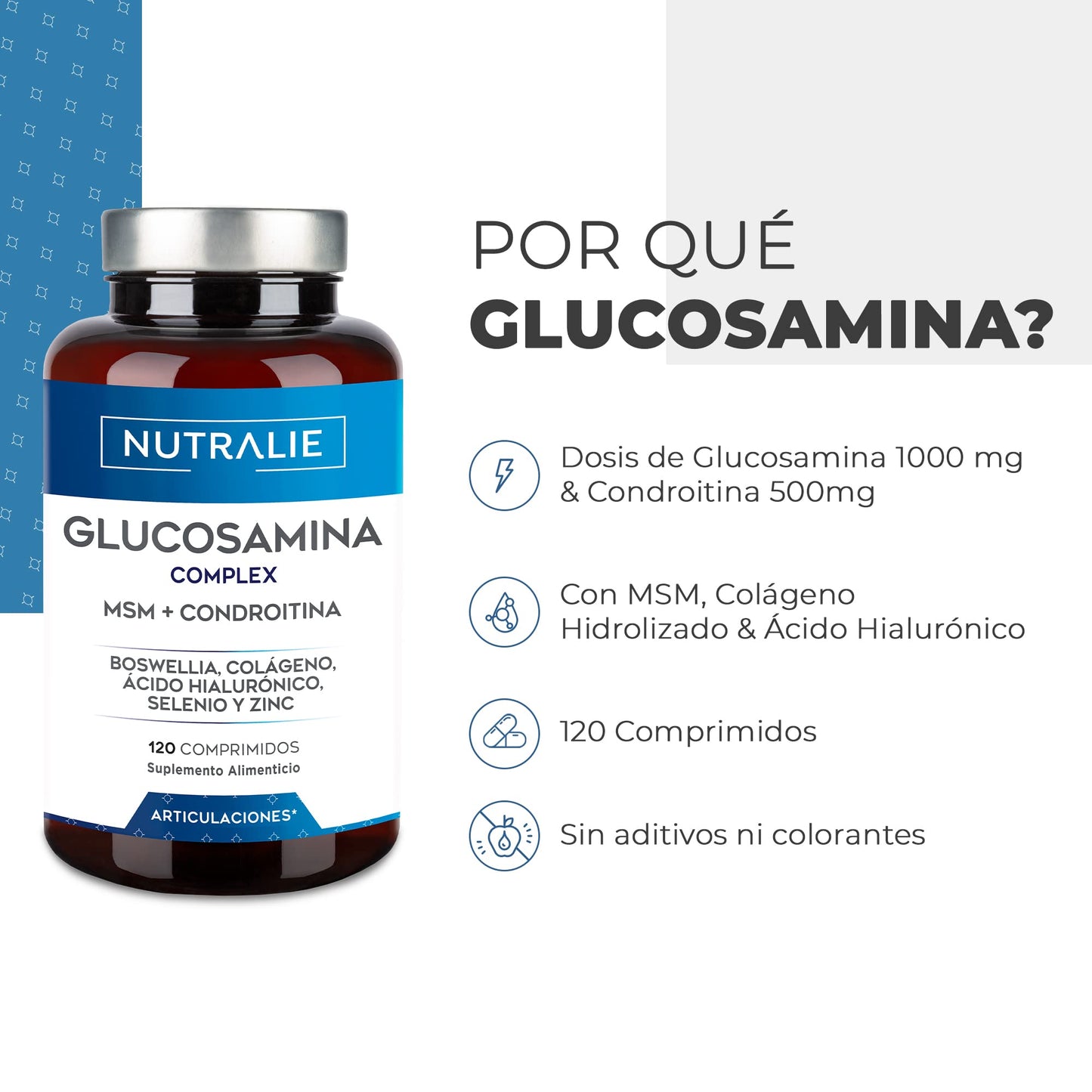 Glucosamine with Chondroitin, MSM and Collagen, For Joints, Cartilage and Bones, Natural Anti-inflammatory that Reduces Pain with Hyaluronic Acid, Boswelia, Selenium, Zinc, 120 Tablets