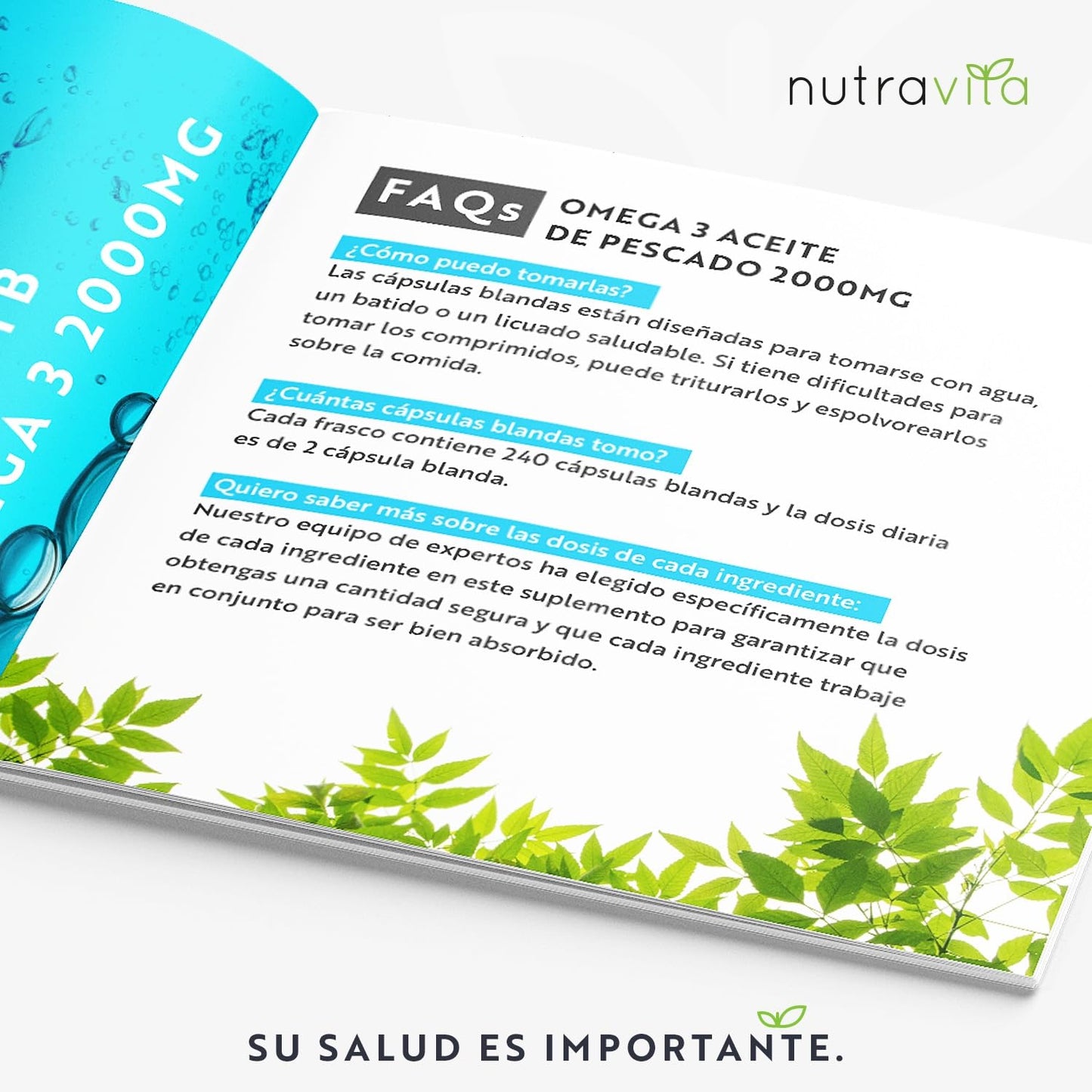 Super Strength Omega 3 2000mg - 240 Softgels. Maximum Concentration of DHA 440mg and EPA 660mg. Concentrated Fish Oil for Cholesterol - 4 Months - Nutravita