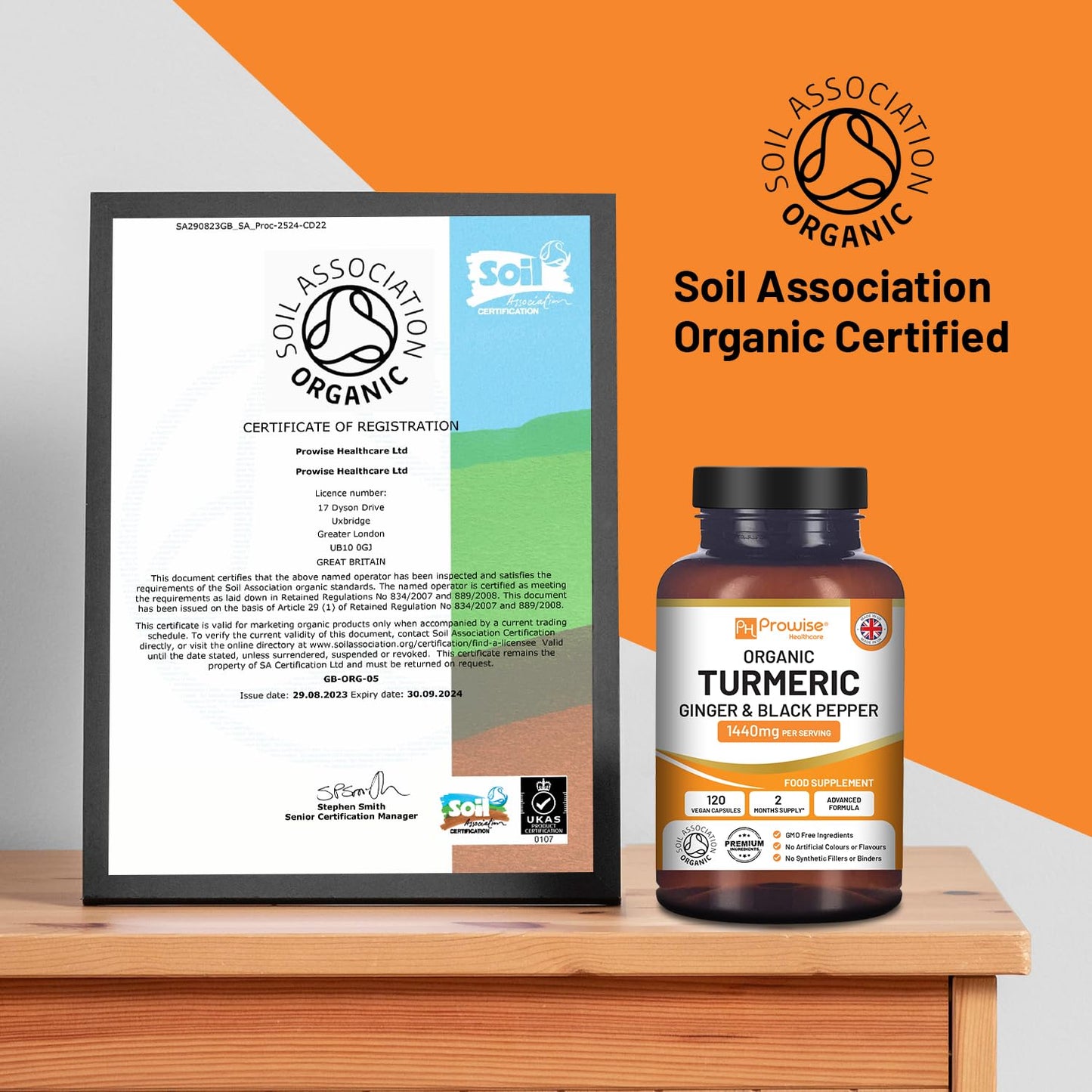 Turmeric Curcumin 1440mg with Black Pepper & Ginger I 120 High Strength Vegan Turmeric Capsules (2 Month Supply) I Made in the UK by Prowise Healthcare