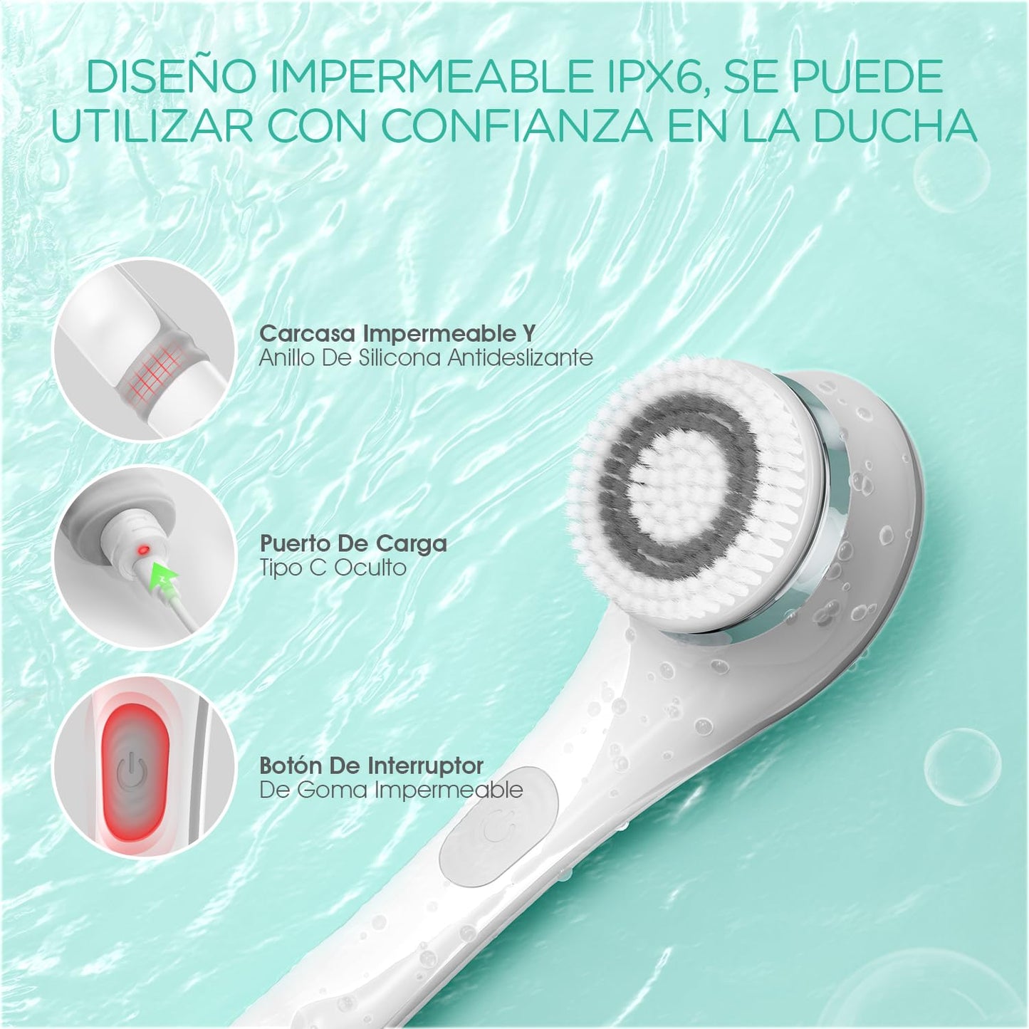 VOYOR Cepillo Corporal Eléctrico 4 en 1 – Exfoliación y Cuidado Total del Cuerpo