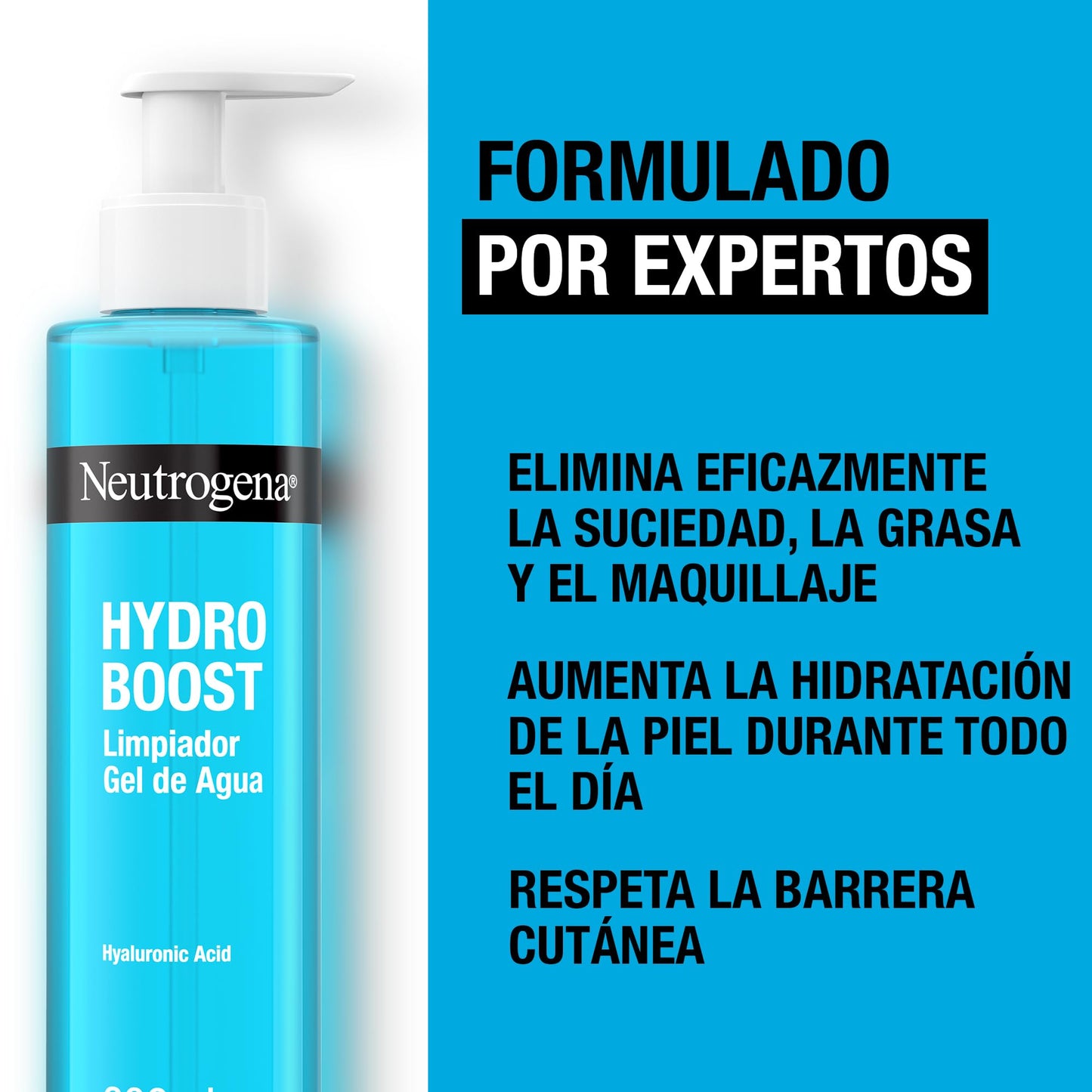 Neutrogena Hydro Boost Cleansing Water Gel (1 x 200 ml), facial cleansing gel to remove makeup and dirt, moisturizing soap suitable for all skin types